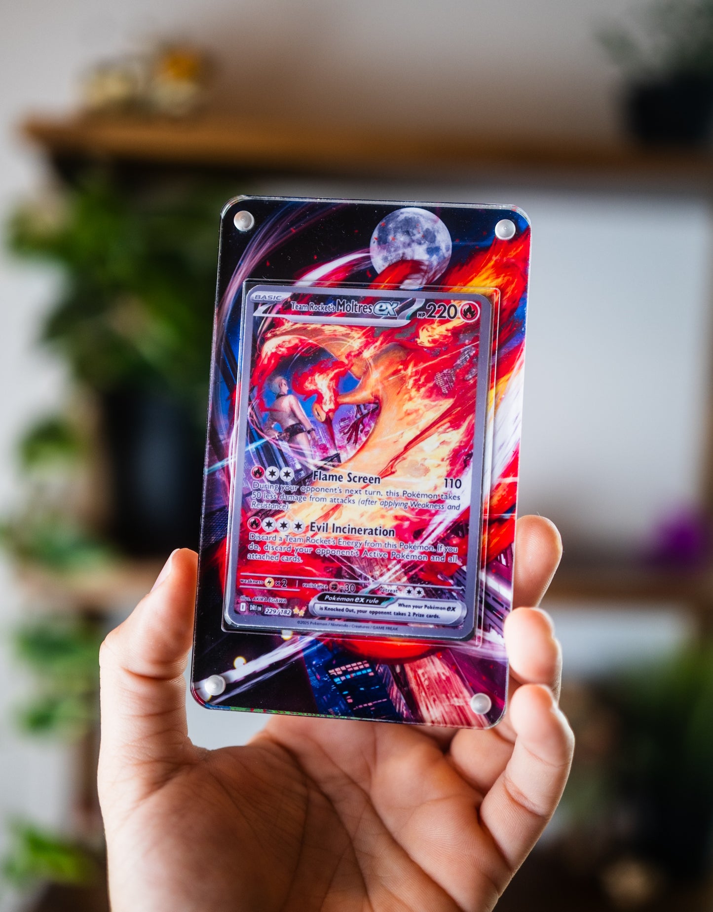 Team Rocket’s Moltres ex SAR | Extended Art Display Case for Pokemon Card
