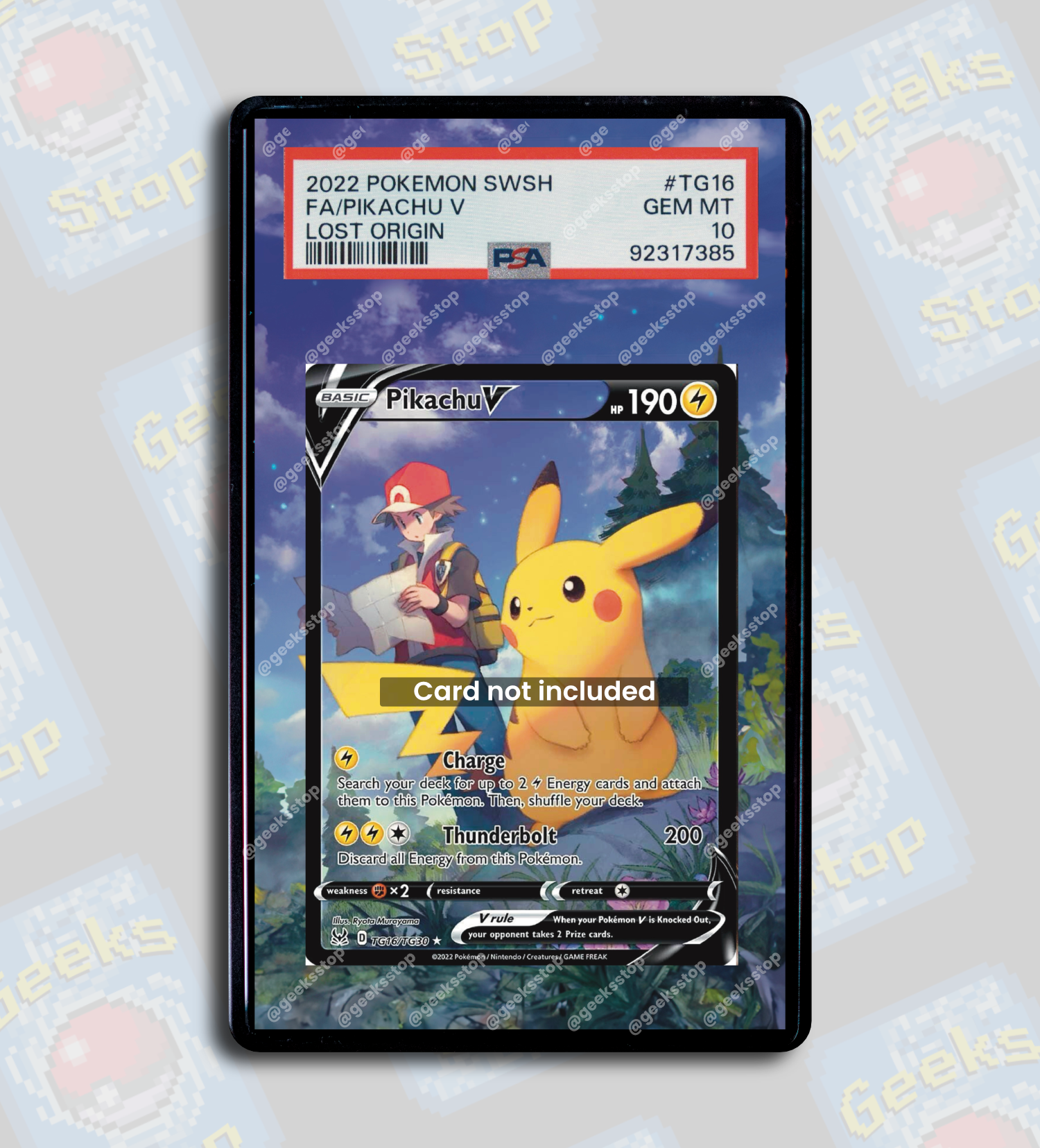 Pikachu V TG16 PSA TAG Beckett | Display Case Extended Art for Graded GeeksStop Pikachu V TG16 PSA TAG Beckett | Display Case Extended Art for Graded GeeksStop
