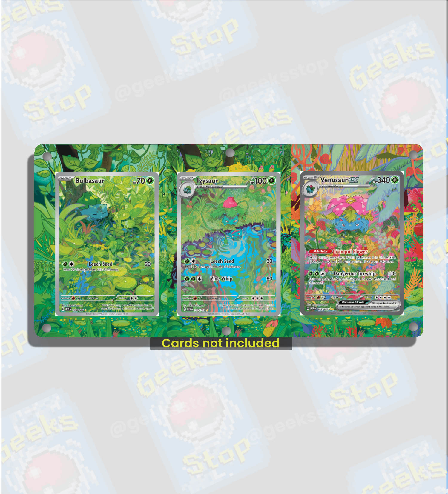 Bulbasaur Ivysaur Venusaur ex 151 | Card Display Case Extended Art for GeeksStop Bulbasaur Ivysaur Venusaur ex 151 | Card Display Case Extended Art for GeeksStop