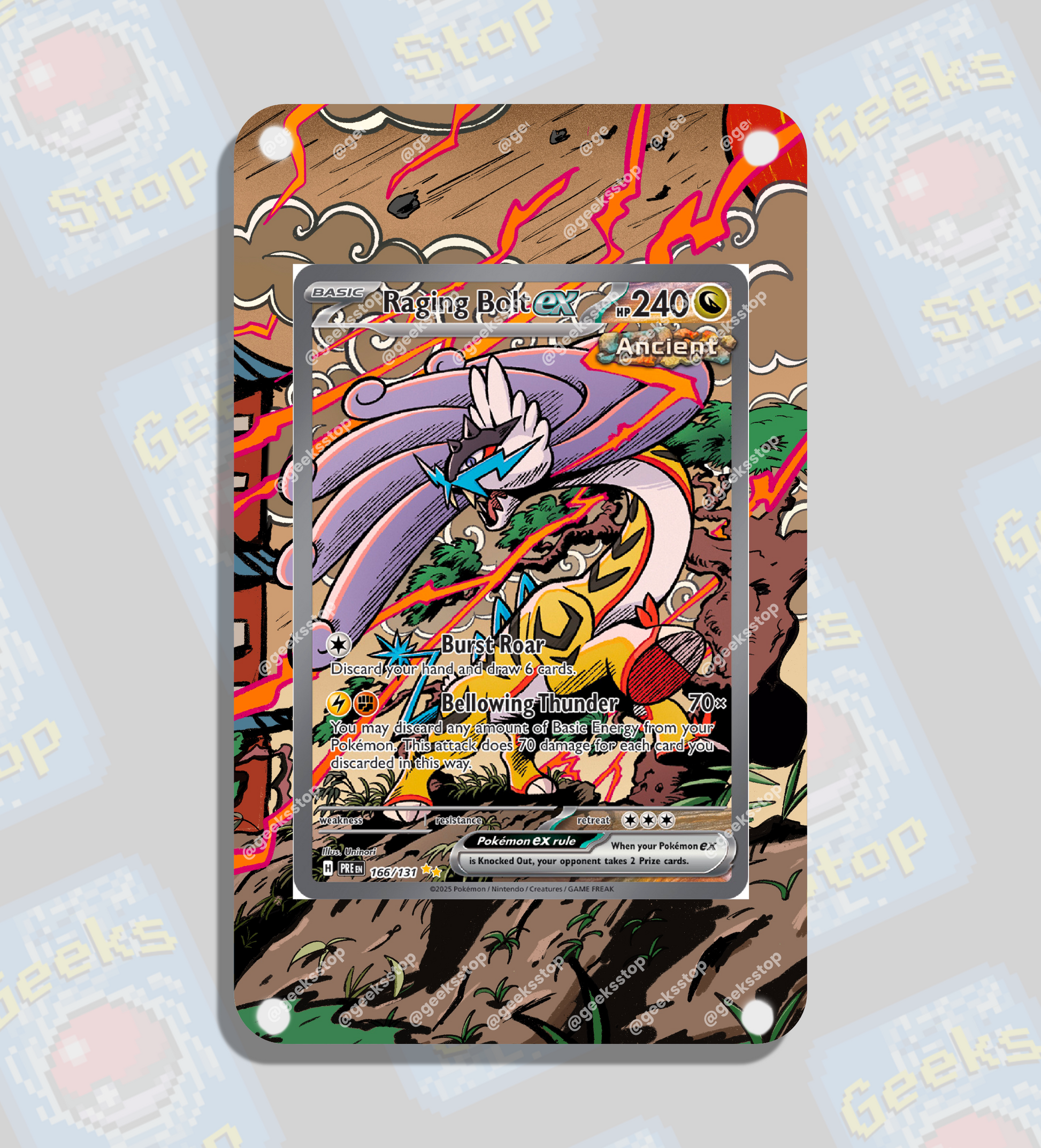 Raging Bolt ex SAR Prismatic Evolutions | Extended Art Display for Pokemon Card