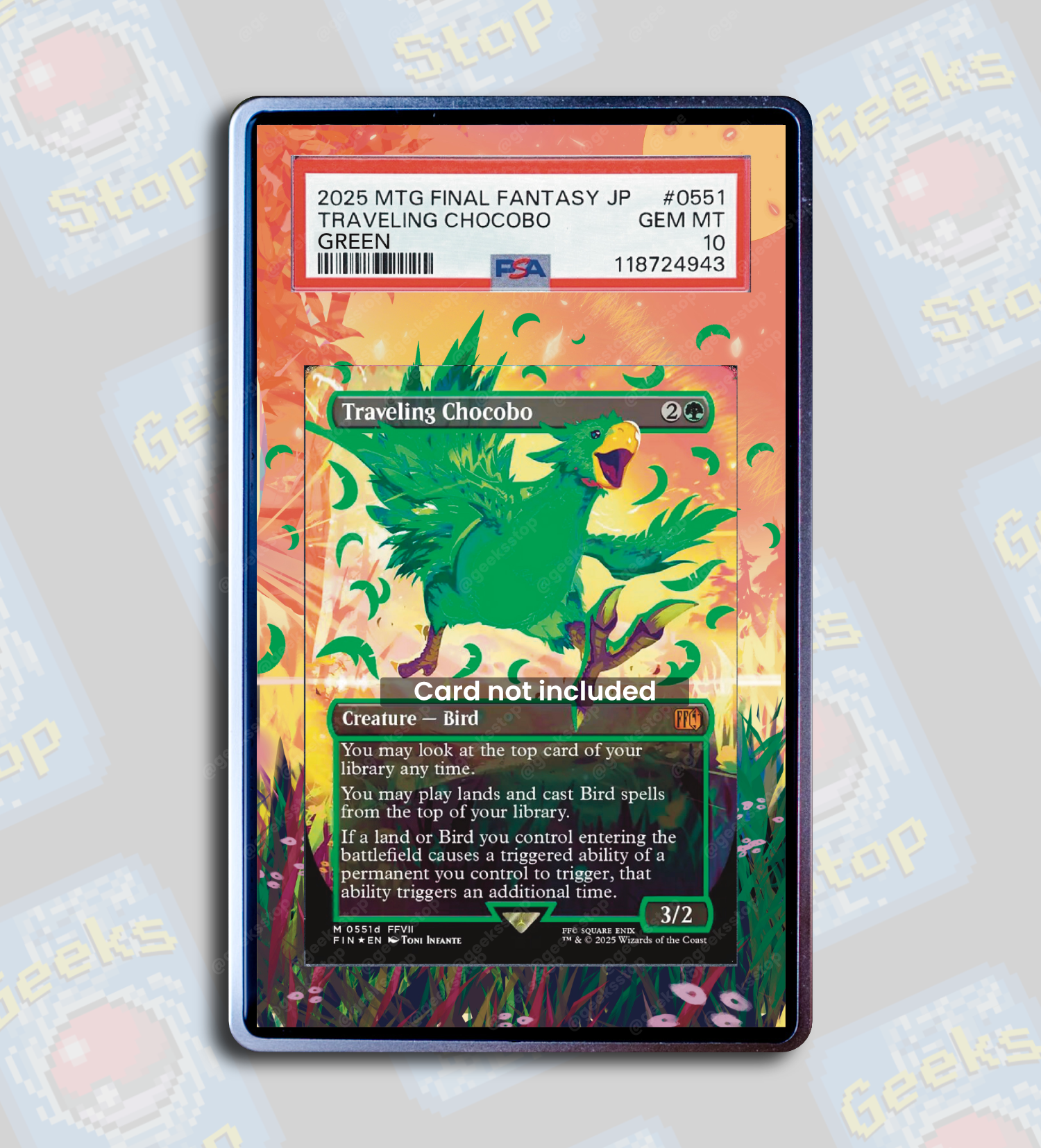 Traveling Chocobo (Green) PSA TAG Beckett | Extended Art Display Case for Graded MTG