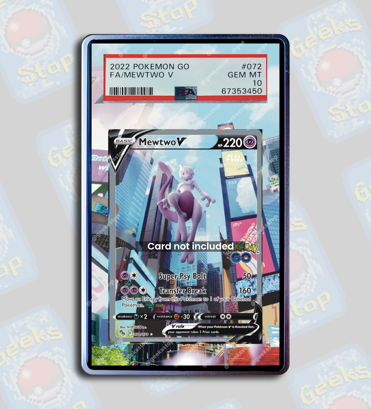 Mewtwo V Alt Art PSA CGC Beckett | Extended Art Display Case for Pokemon Card