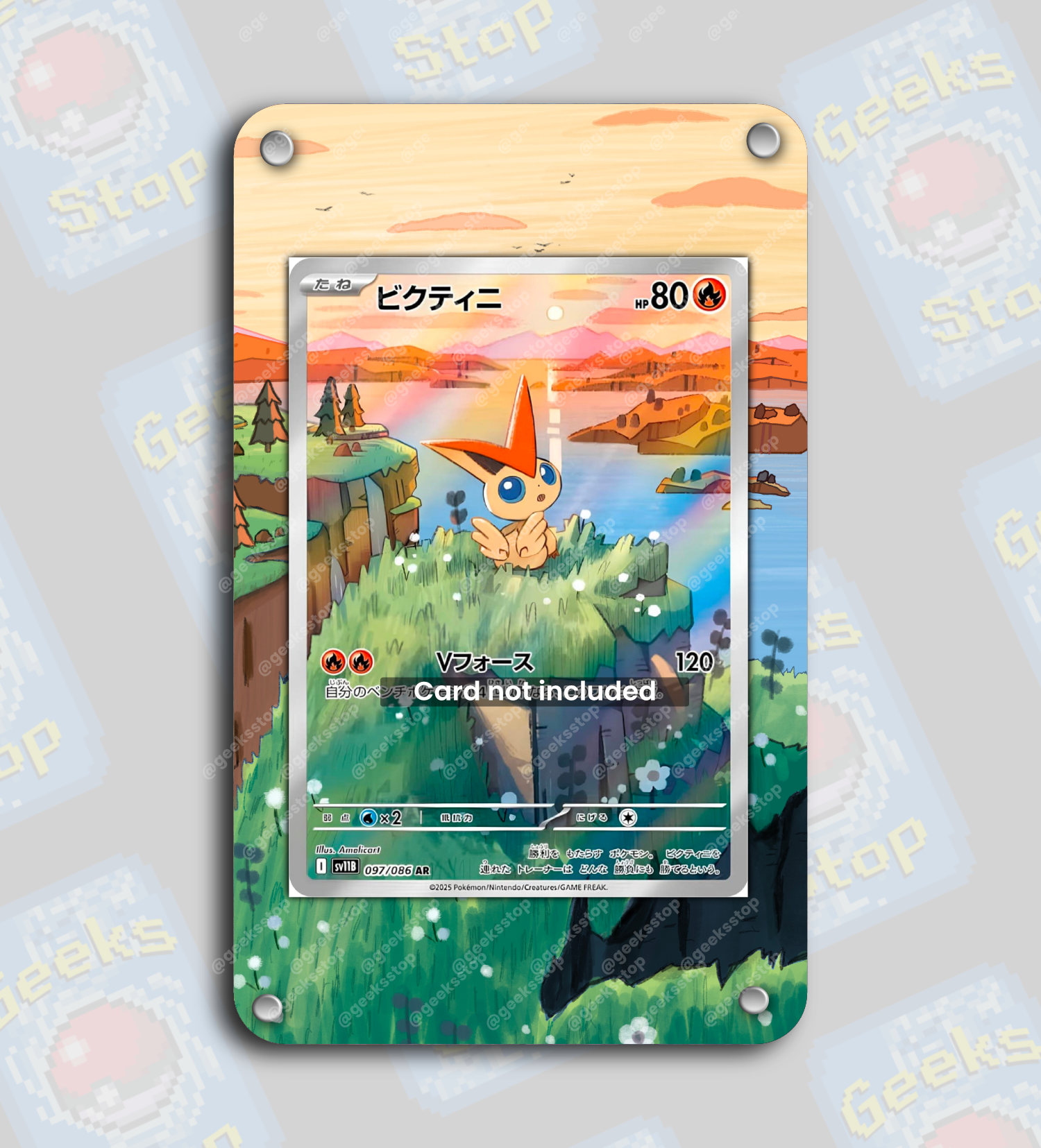 Victini Promo AR | Extended Art Display Case for Pokemon Card GeeksStop Victini Promo AR | Extended Art Display Case for Pokemon Card GeeksStop