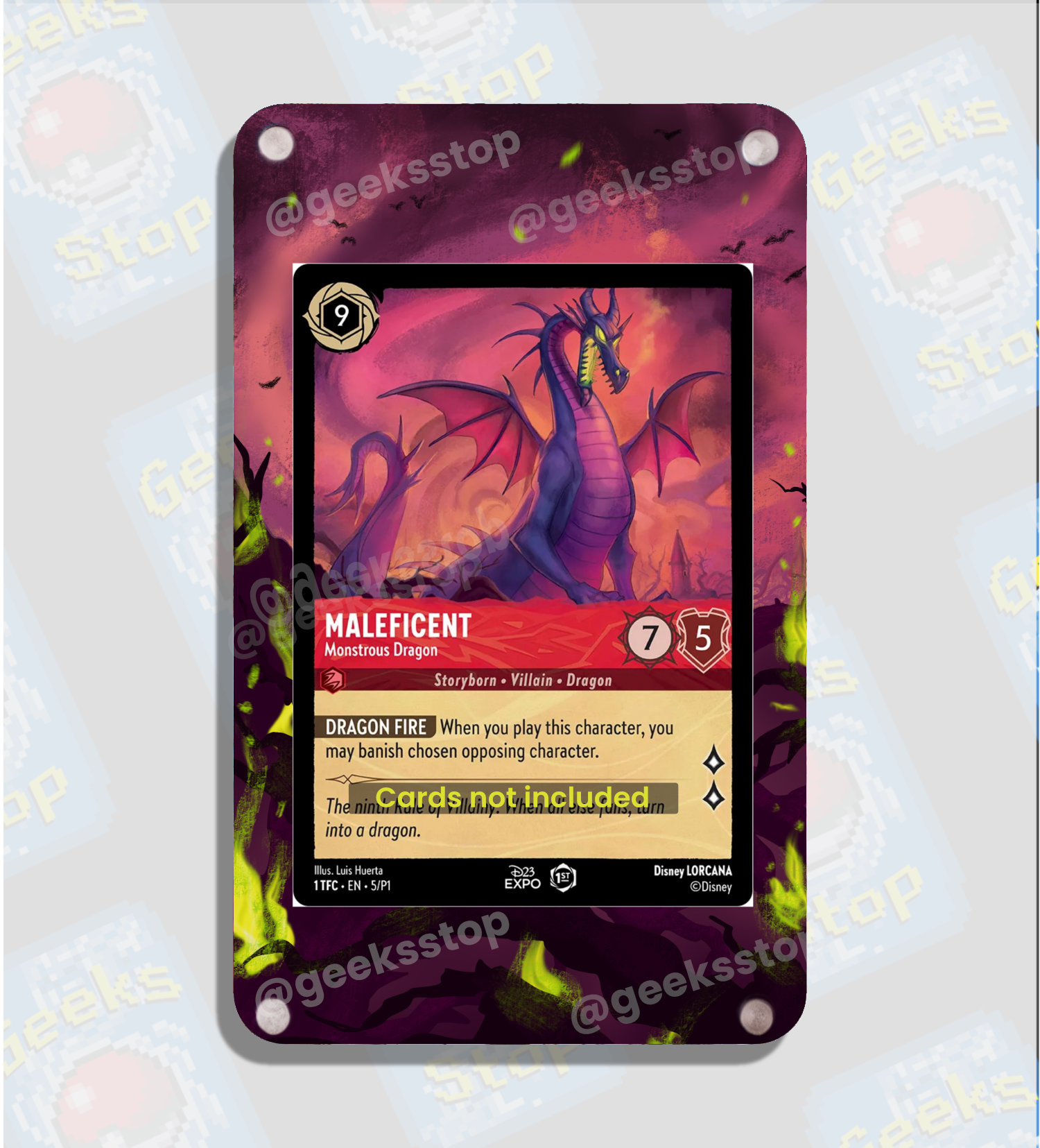 Maleficent Lorcana TCG - Chapter 1 - Extended Art Custom Card Display GeeksStop Maleficent Lorcana TCG - Chapter 1 - Extended Art Custom Card Display GeeksStop