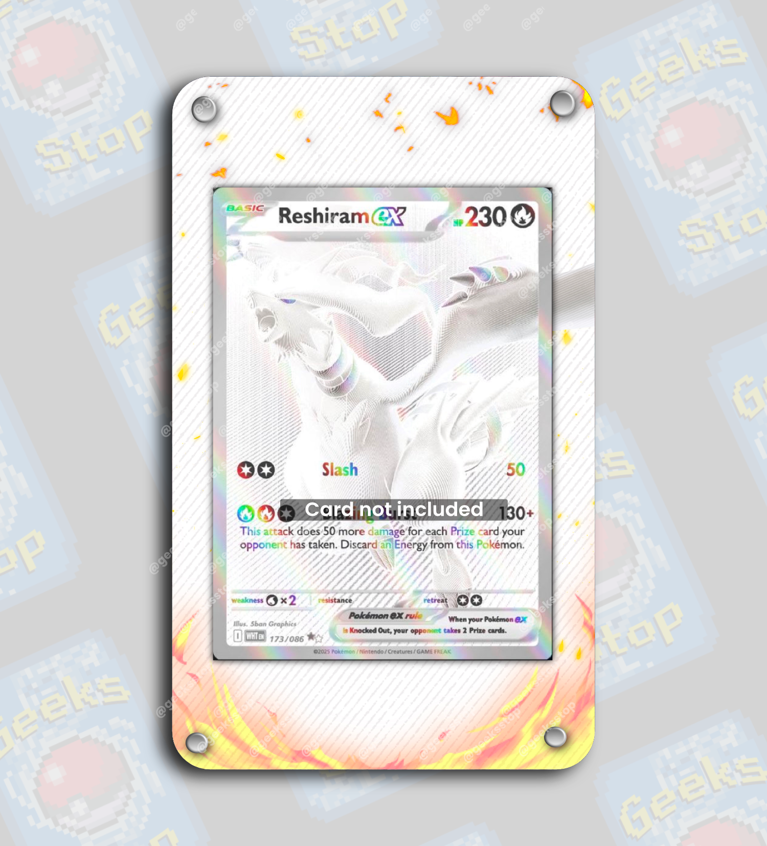Reshiram ex BWR | Extended Art Display Case for Pokemon White Flare Ca GeeksStop Reshiram ex BWR | Extended Art Display Case for Pokemon White Flare Ca GeeksStop