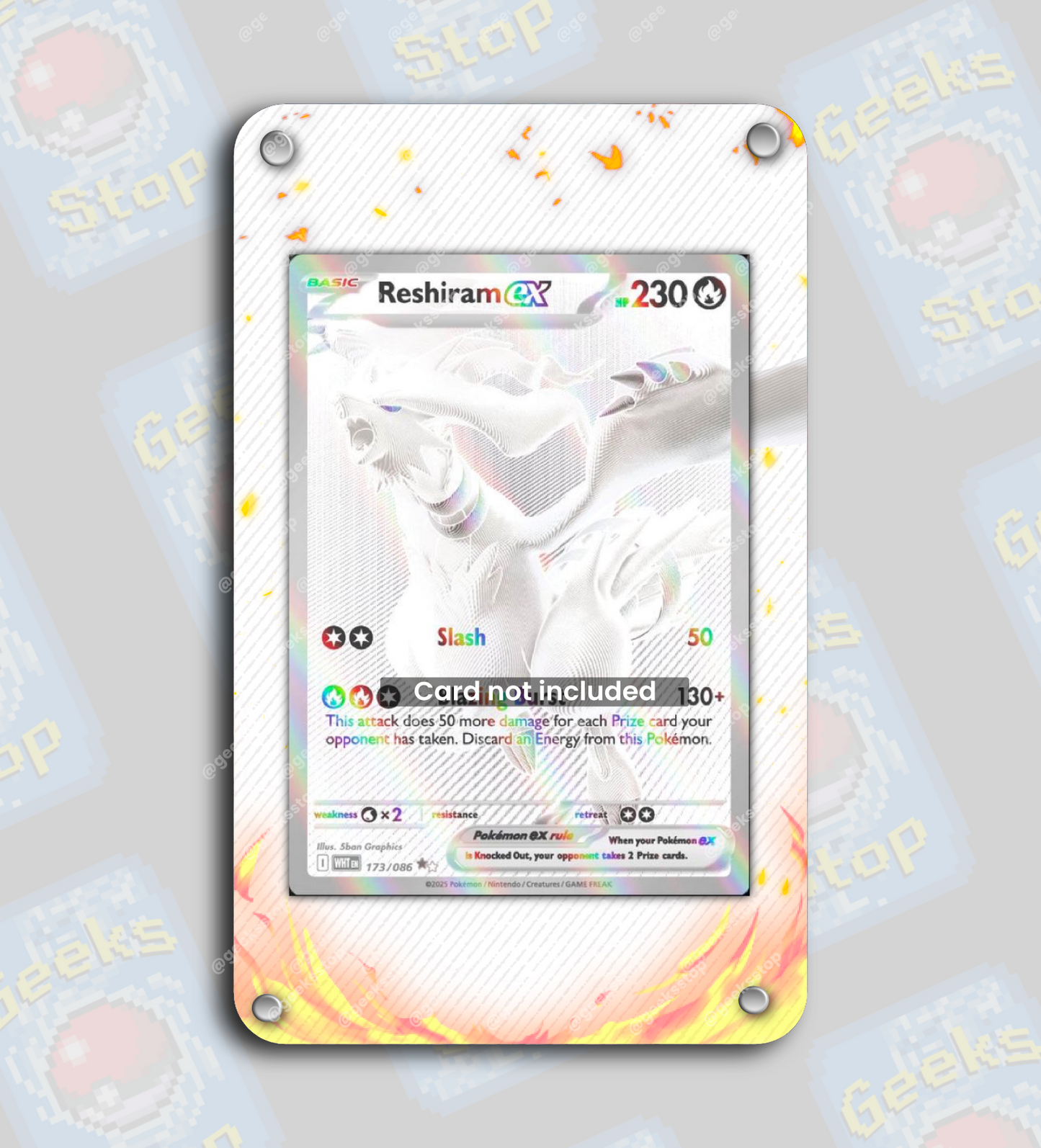 Reshiram ex BWR | Extended Art Display Case for Pokemon Heat Wave Arena Card