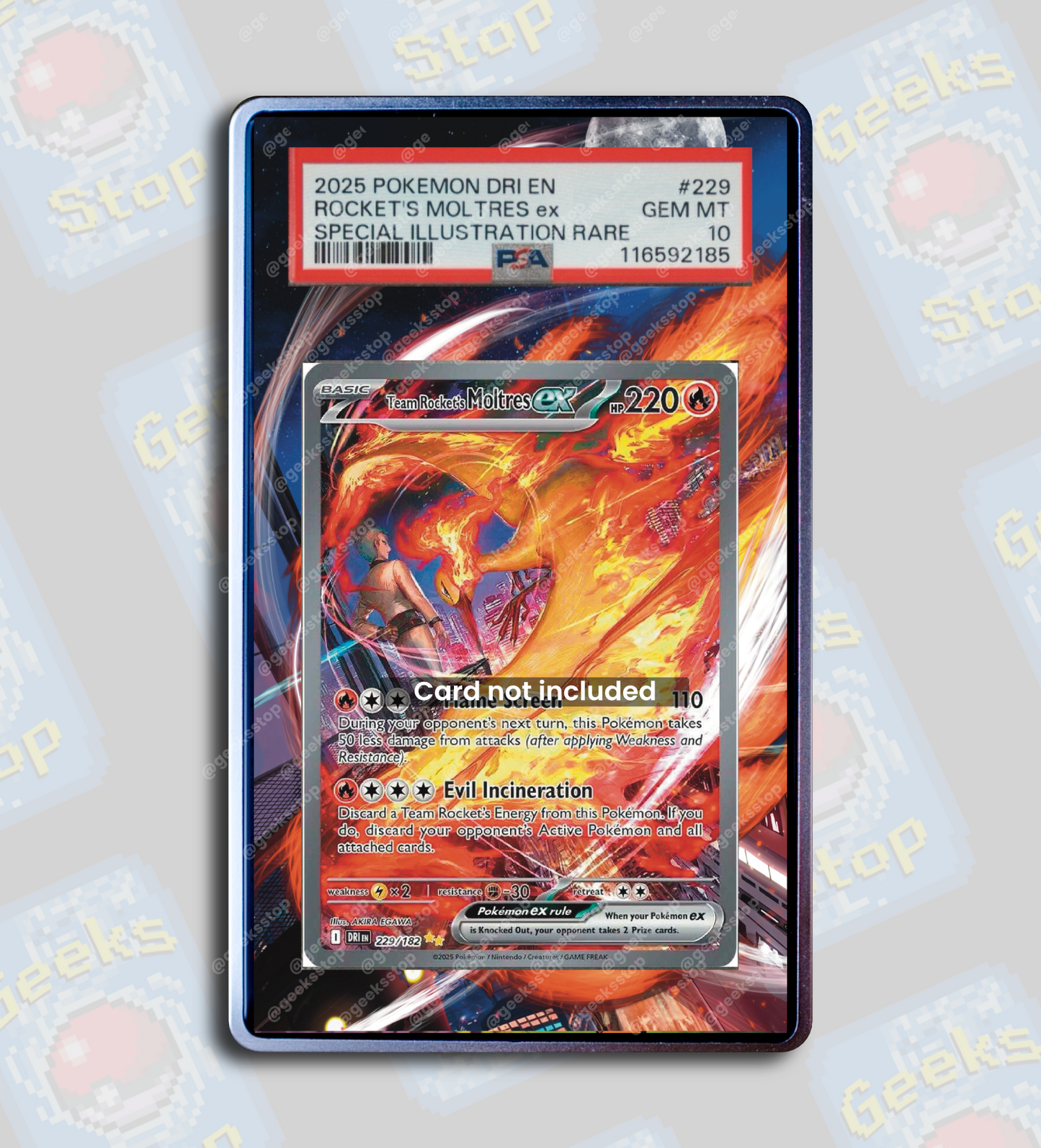 Team Rocket Moltres ex SAR PSA TAG Beckett | Display Case Extended Art for Pokemon Card
