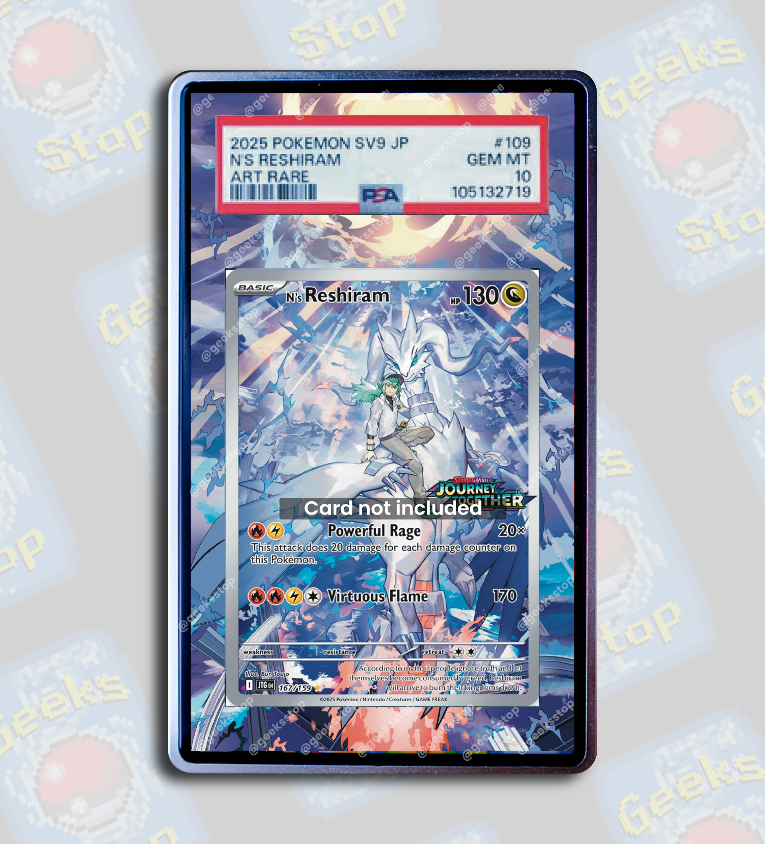 N's Reshiram AR PSA TAG CGC Beckett | Extended Art Display Case for Po GeeksStop N's Reshiram AR PSA TAG CGC Beckett | Extended Art Display Case for Po GeeksStop