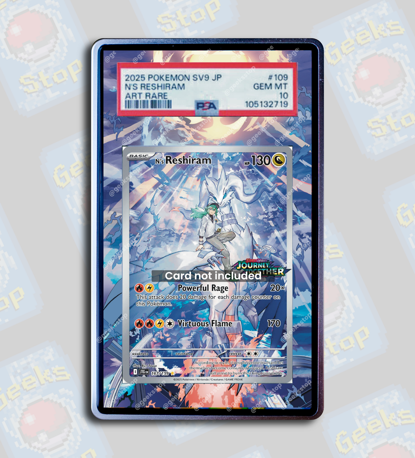 N’s Reshiram AR PSA TAG CGC Beckett | Extended Art Display Case for Pokemon Journey Together Card