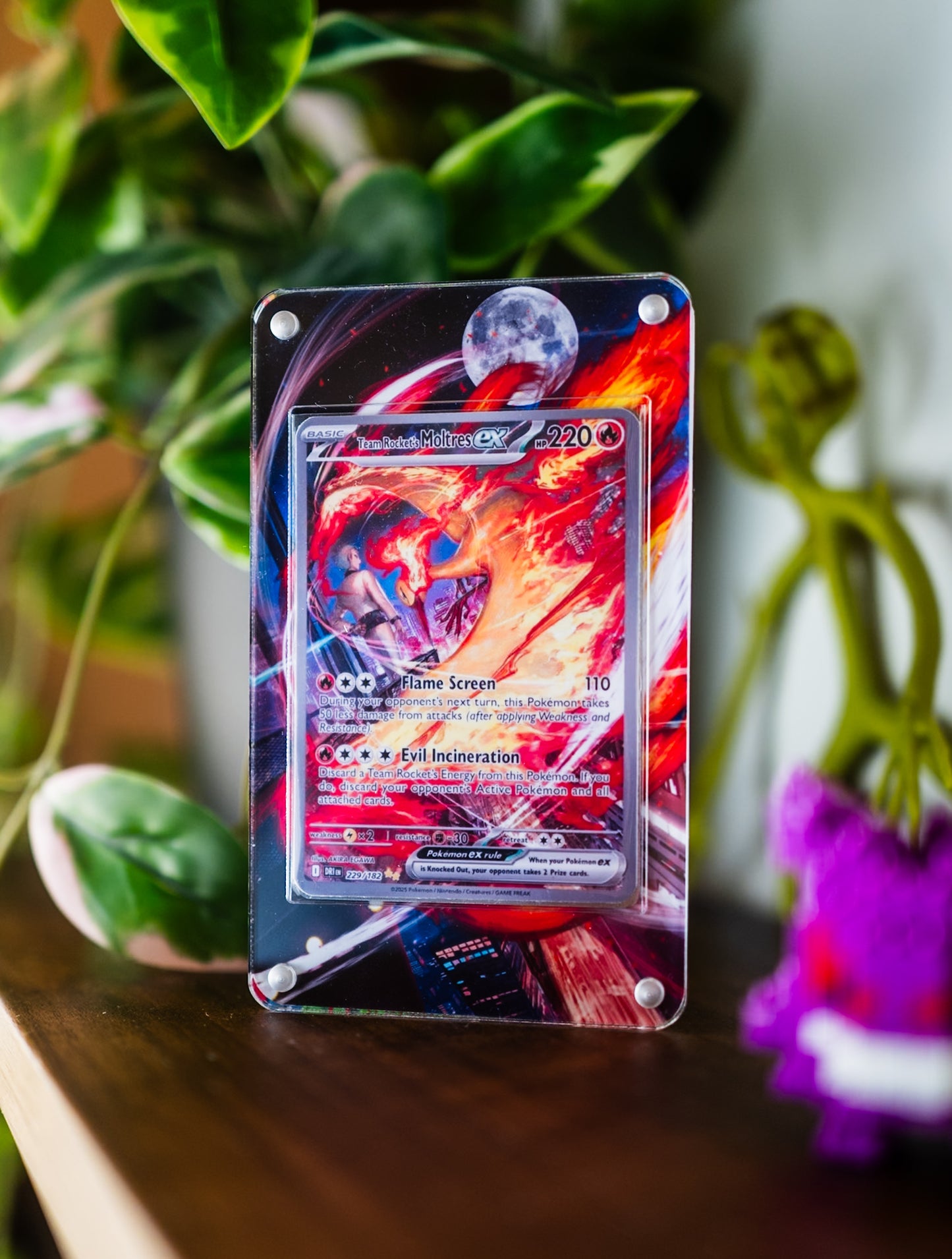 Team Rocket’s Moltres ex SAR | Extended Art Display Case for Pokemon Card