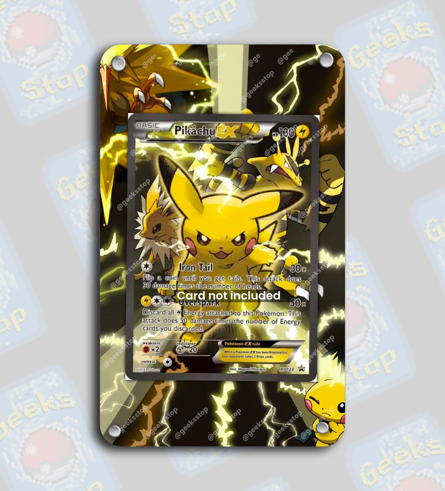 Pikachu EX XY124 Promo | Extended Art Display Case for Pokemon Card GeeksStop Pikachu EX XY124 Promo | Extended Art Display Case for Pokemon Card GeeksStop