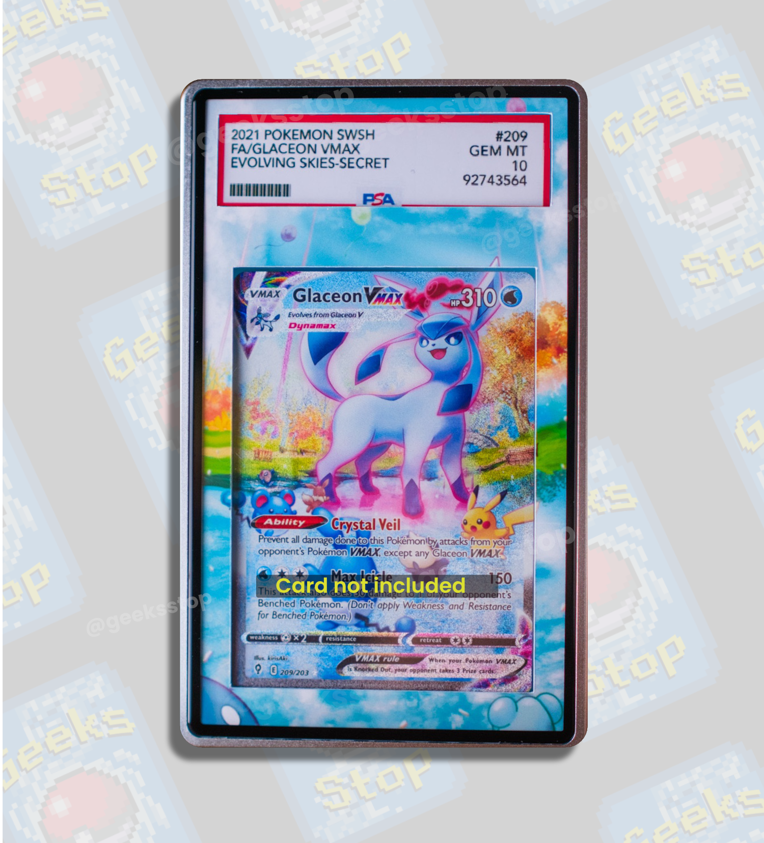 Glaceon VMAX Alt Art PSA CGC Beckett | Display Case Extended Art for P GeeksStop Glaceon VMAX Alt Art PSA CGC Beckett | Display Case Extended Art for P GeeksStop