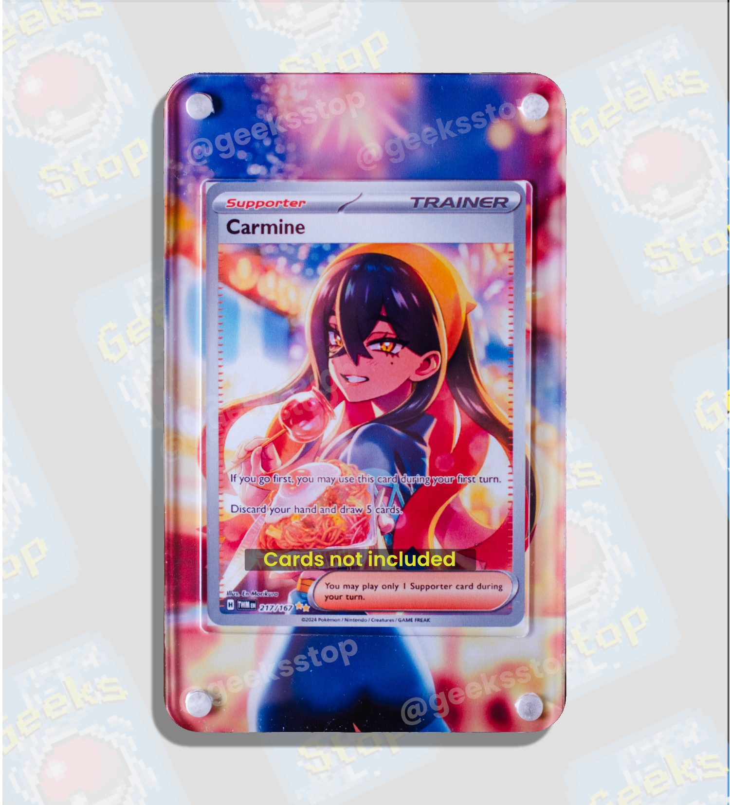 Carmine SIR | Card Display Case Extended Art for Pokemon Card GeeksStop Carmine SIR | Card Display Case Extended Art for Pokemon Card GeeksStop