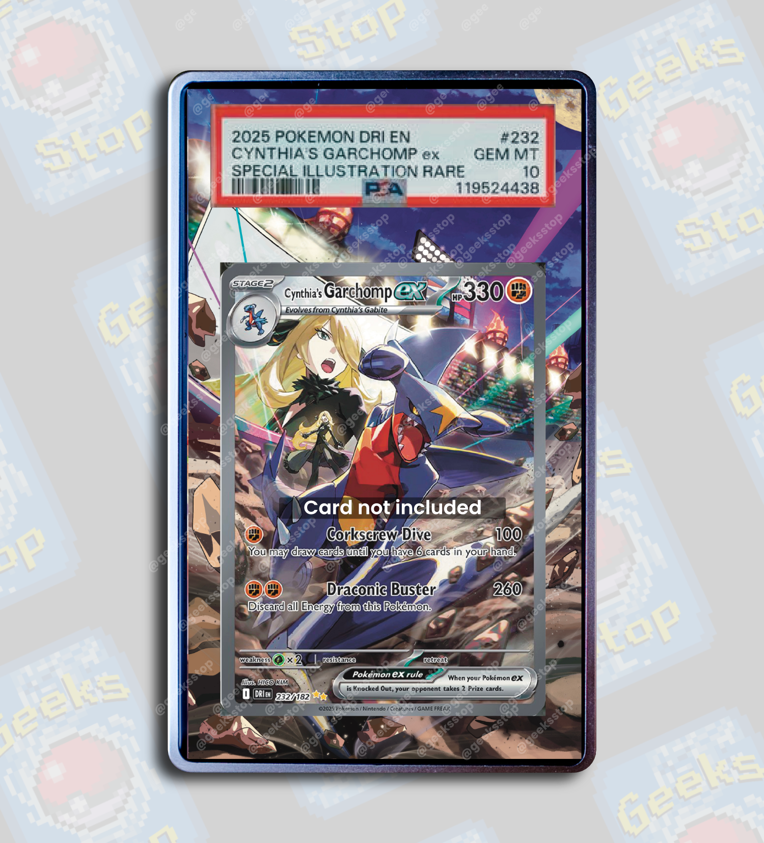Cynthia’s Garchomp ex SAR PSA TAG Beckett | Display Case Extended Art for Pokemon Card