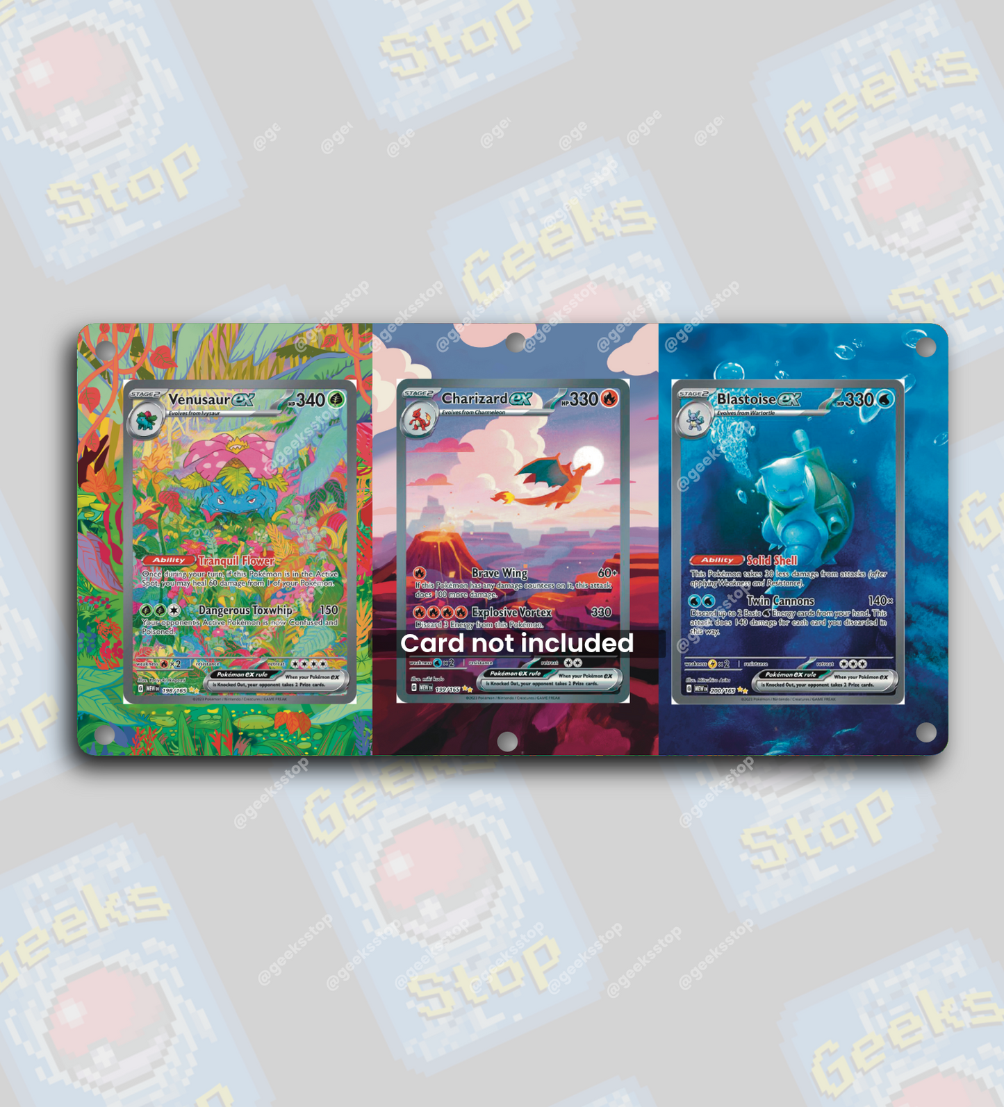 Charizard Blastoise Venusaur Pokemon 151 | Extended Art Display Case for Pokemon Card