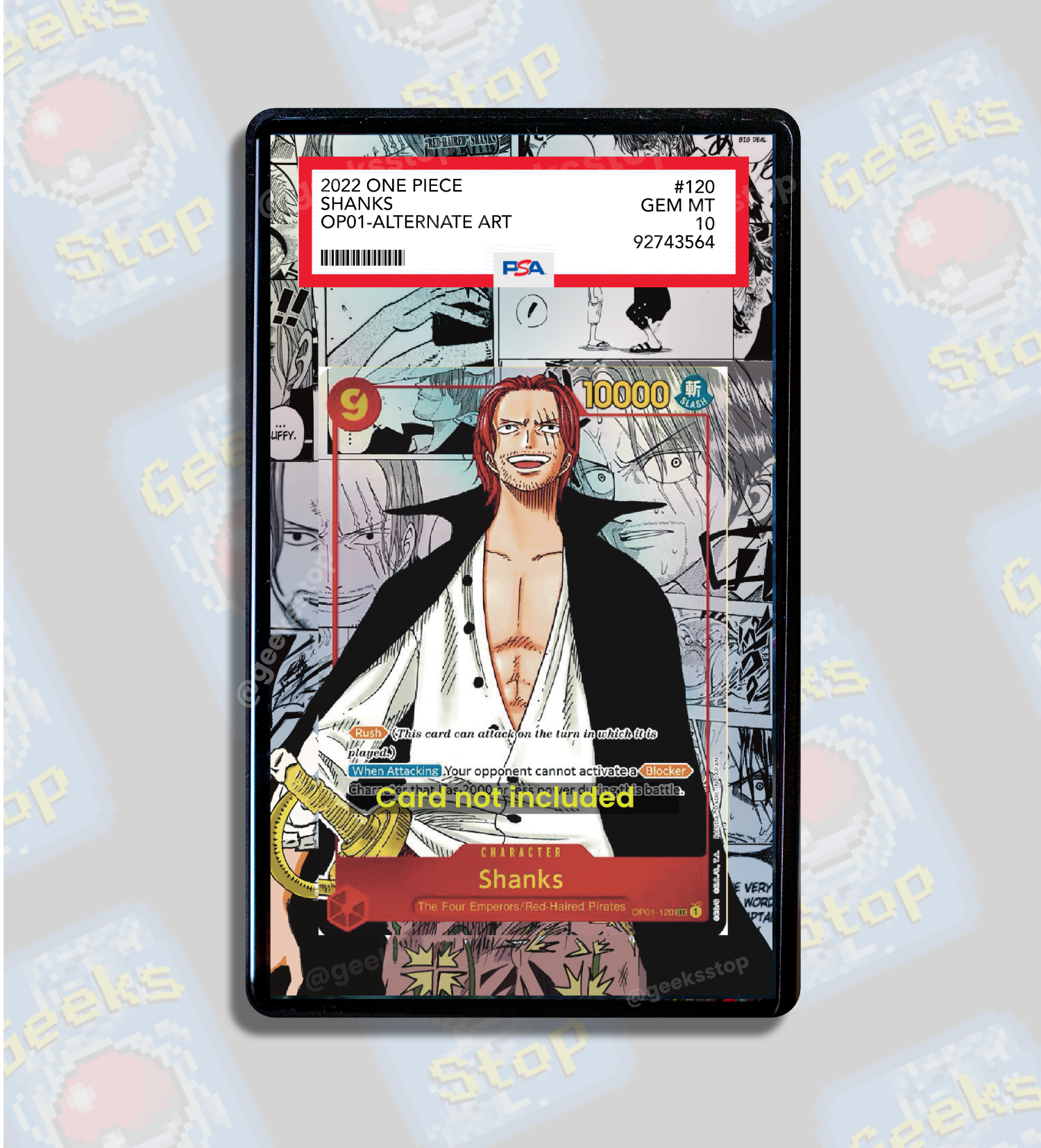 Shanks Manga PSA CGC Beckett | Display Case Extended Art for Graded One Piece Card