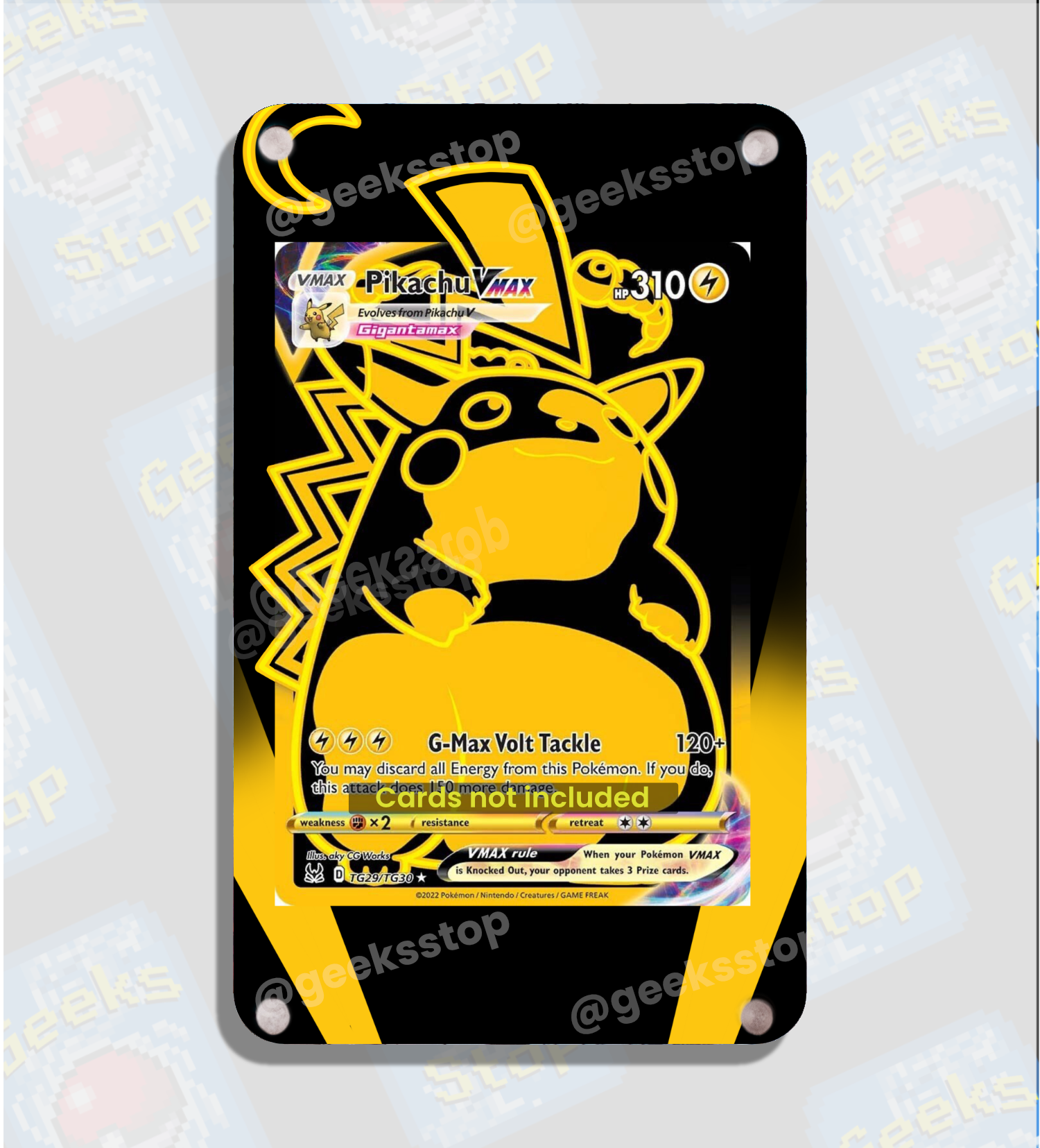 Pikachu VMAX Gold | Card Display Case Extended Art for Pokemon Card GeeksStop Pikachu VMAX Gold | Card Display Case Extended Art for Pokemon Card GeeksStop
