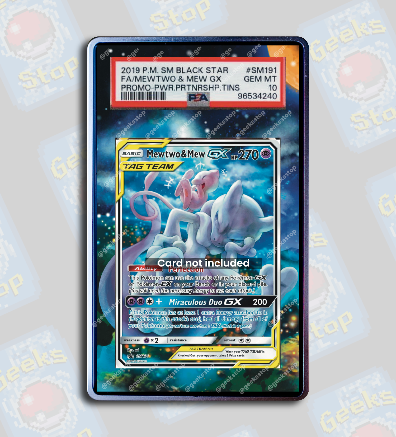 Mewtwo & Mew GX Tag Team PSA CGC Beckett | Display Case Extended Art f GeeksStop Mewtwo & Mew GX Tag Team PSA CGC Beckett | Display Case Extended Art f GeeksStop