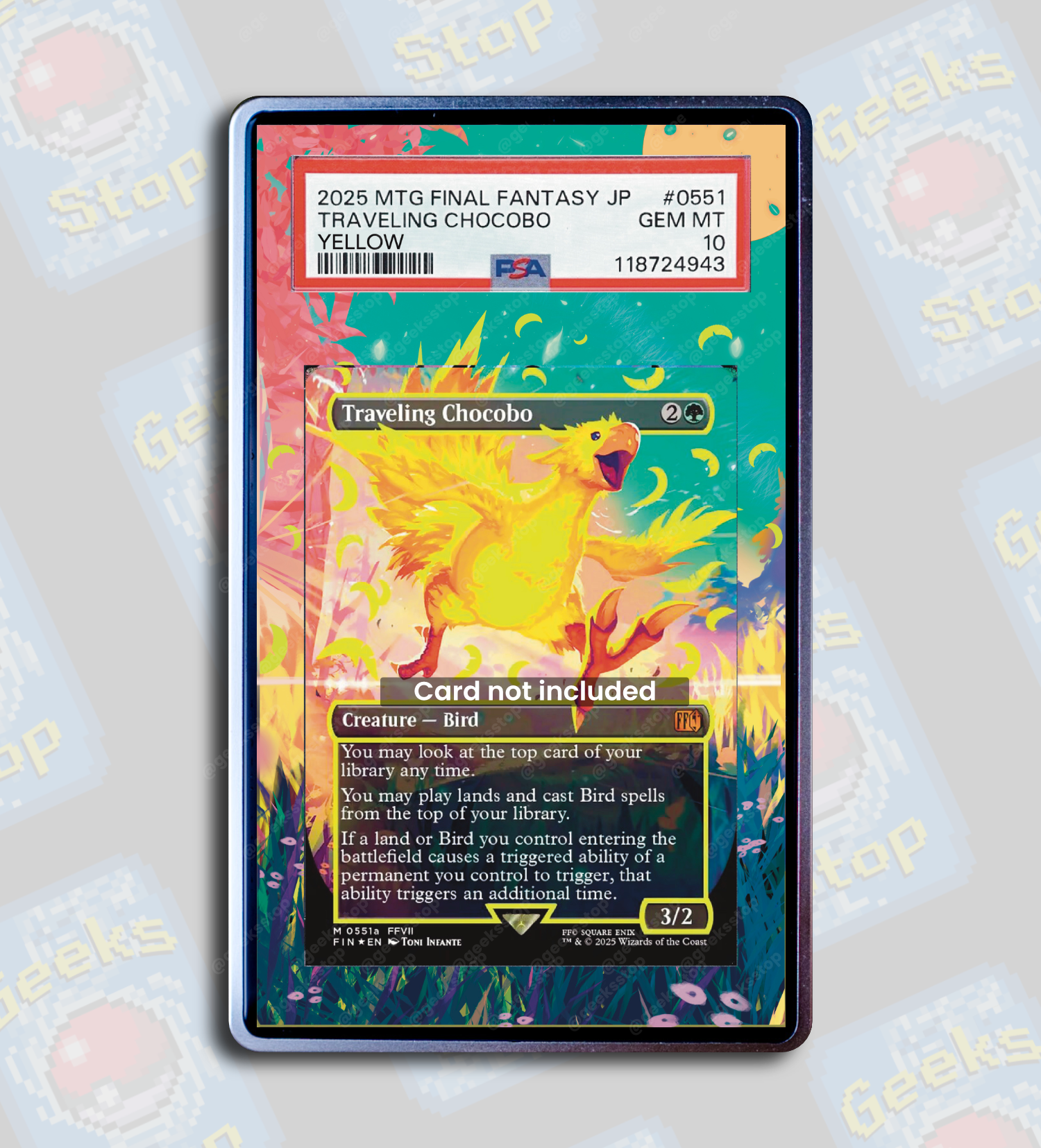 Traveling Chocobo (Yellow) PSA TAG Beckett | Extended Art Display Case for Graded MTG