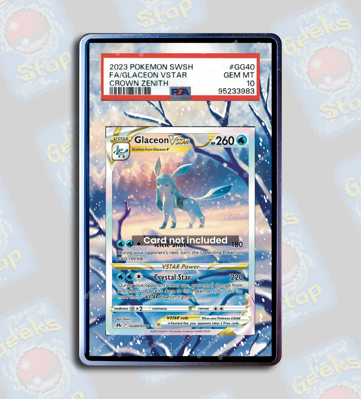 Glaceon VSTAR PSA TAG Beckett | Extended Art Display for Pokemon Card