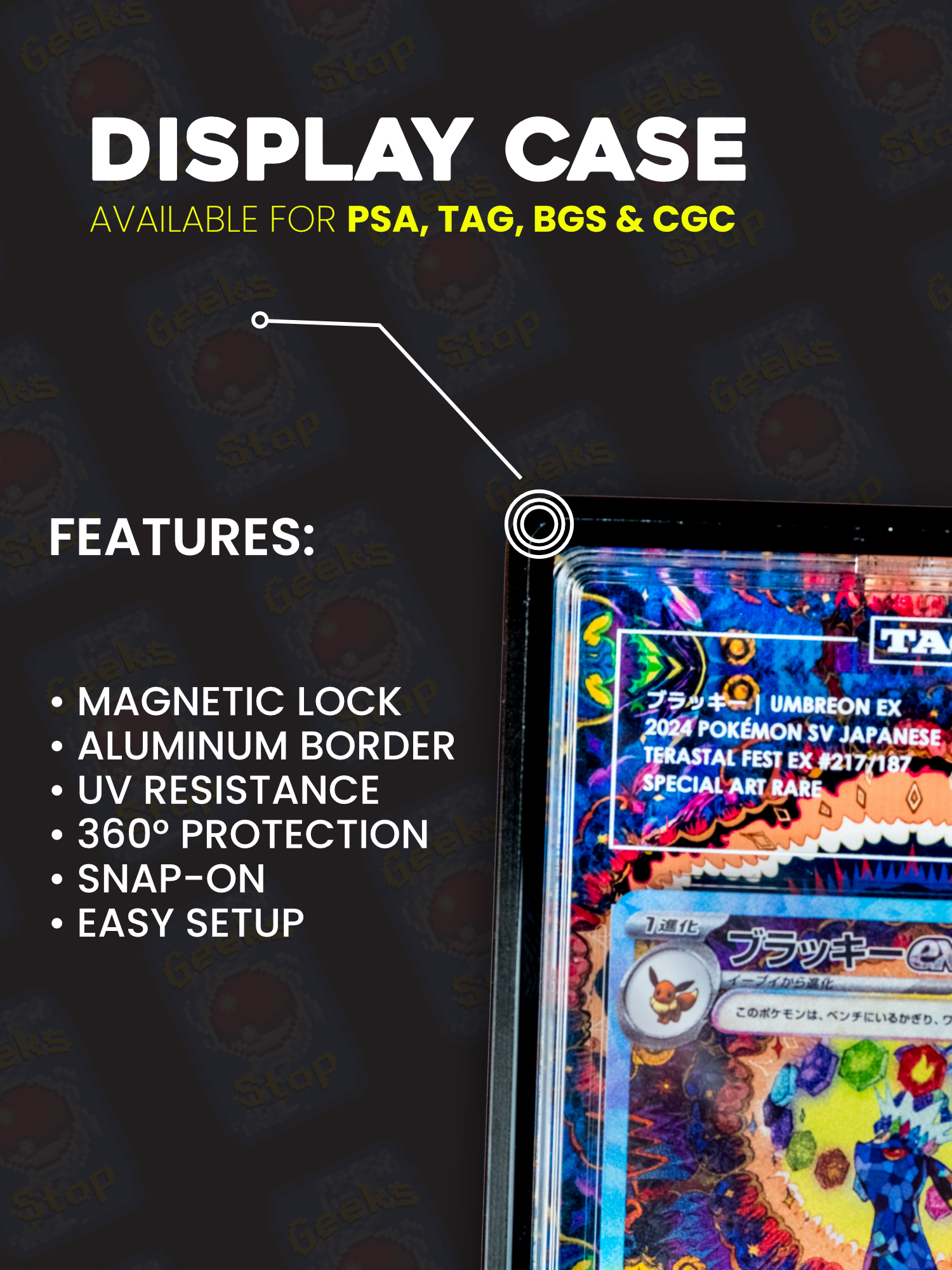 Blastoise 1st Edition Base Set PSA CGC Beckett | Extended Art Display Case for Pokemon Card