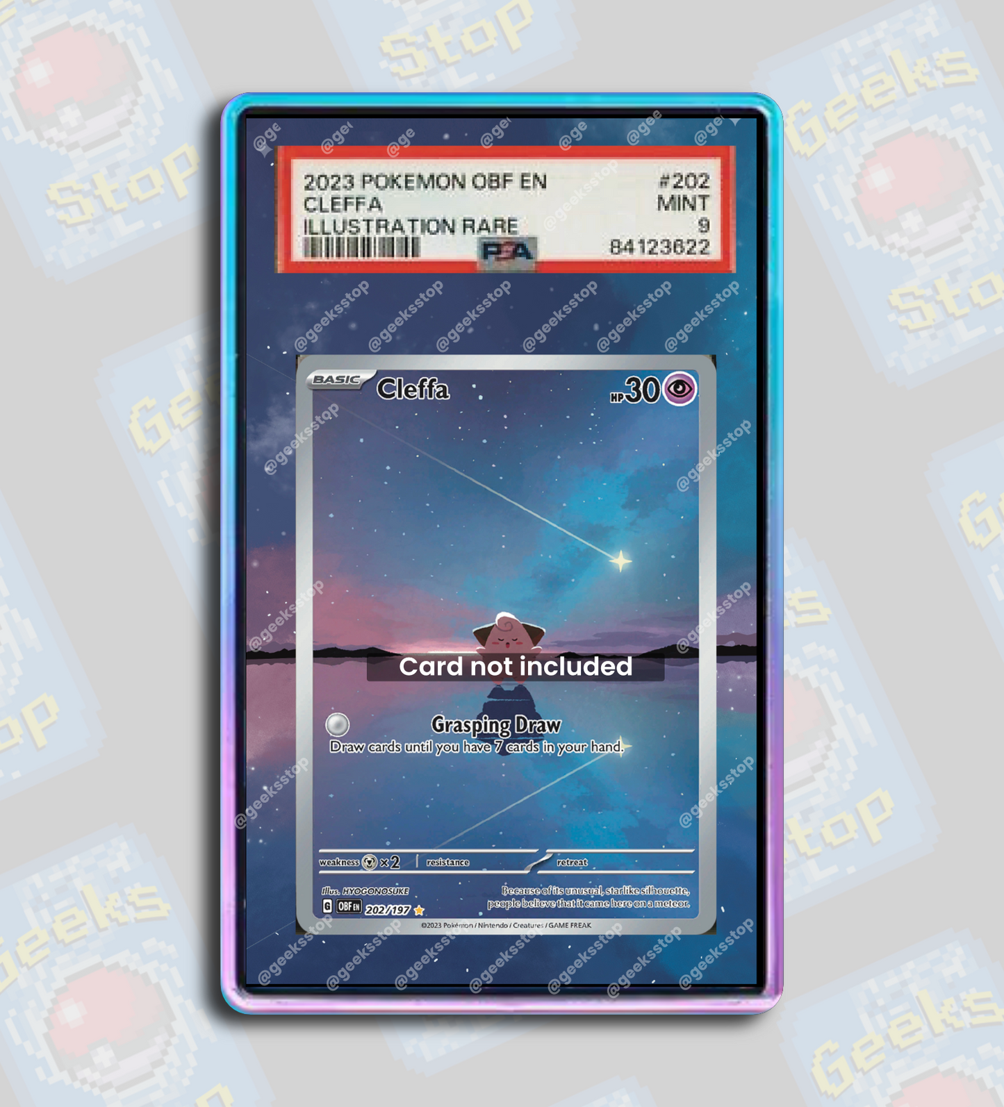 Cleffa AR PSA TAG Beckett | Extended Art Display Case for Pokemon Card