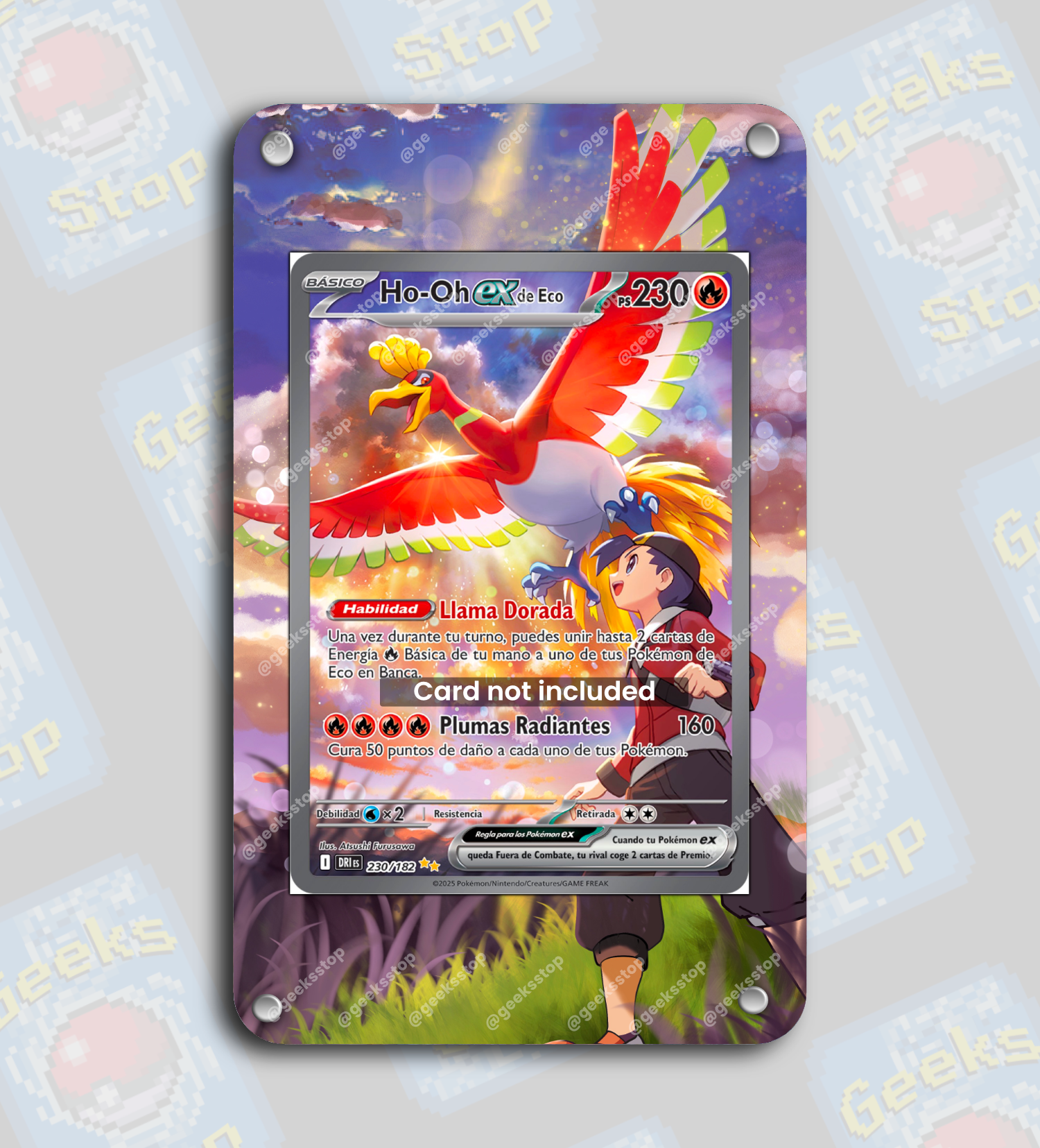 Ethan's Ho-Oh ex SAR | Extended Art Display Case for Pokemon Heat Wave GeeksStop Ethan's Ho-Oh ex SAR | Extended Art Display Case for Pokemon Heat Wave GeeksStop