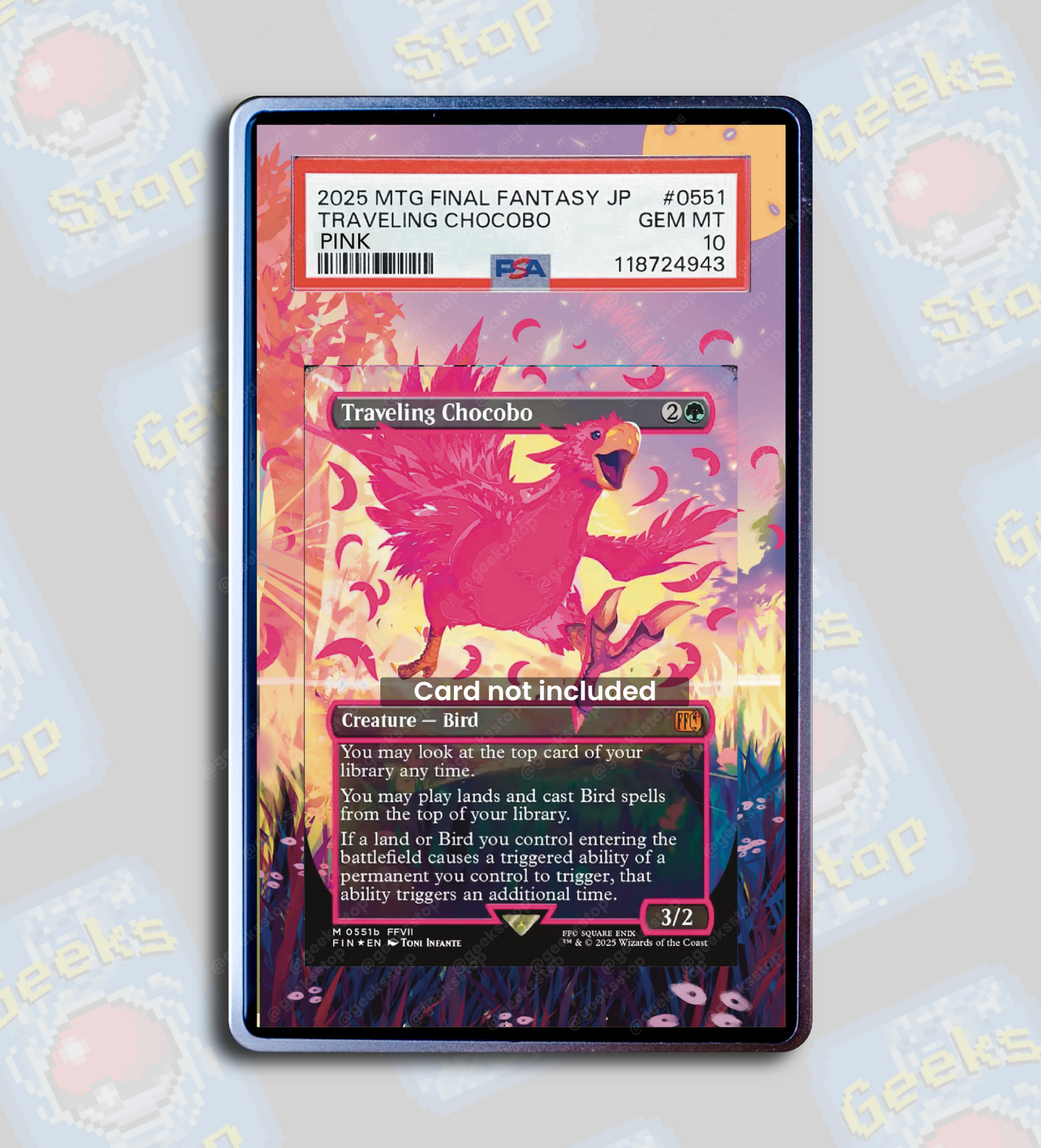 Traveling Chocobo (Pink) PSA TAG Beckett | Extended Art Display Case for Graded MTG