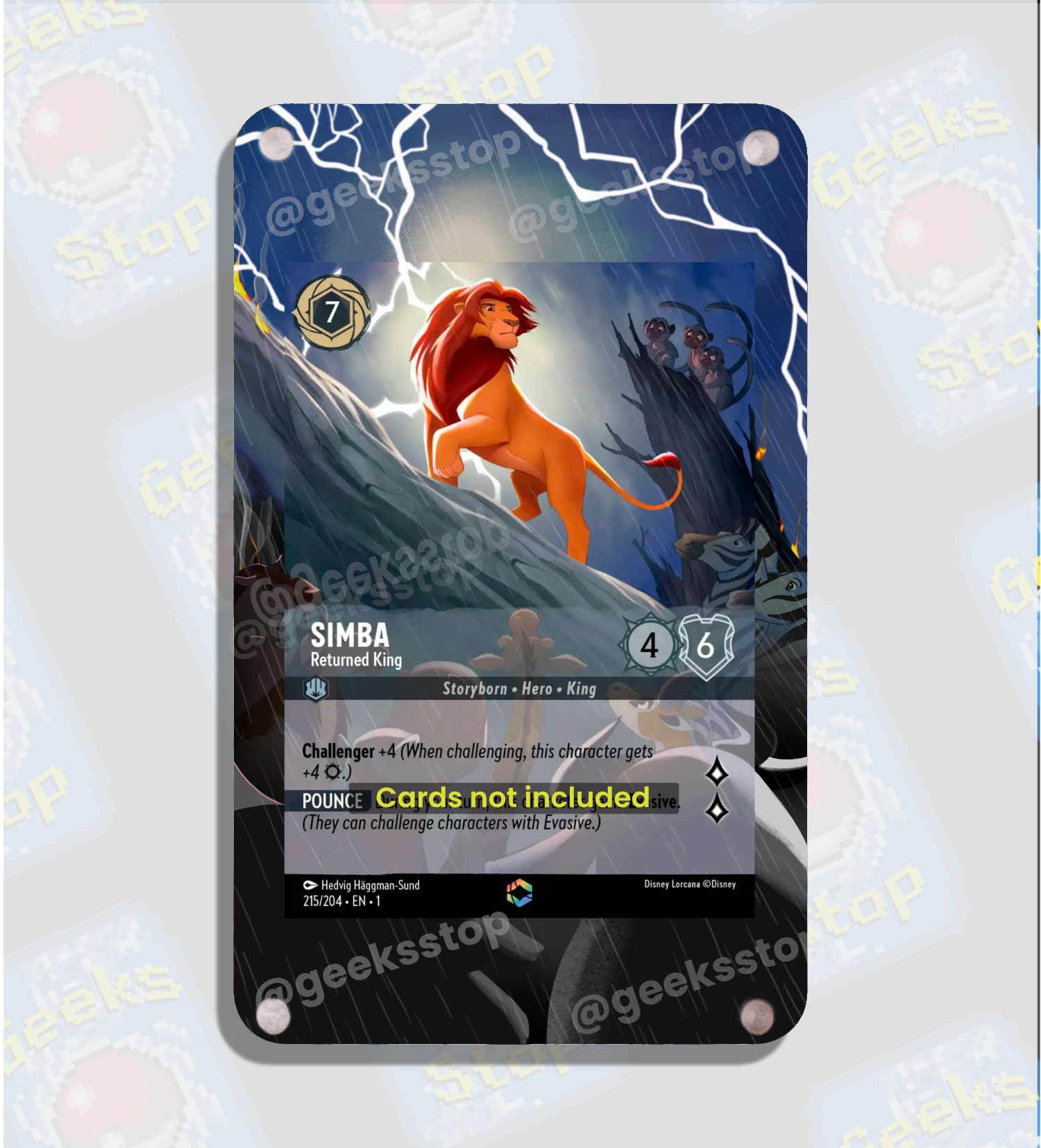 Simba - Returned King Enchanted - Extended Art Custom Lorcana Card Dis GeeksStop Simba - Returned King Enchanted - Extended Art Custom Lorcana Card Dis GeeksStop