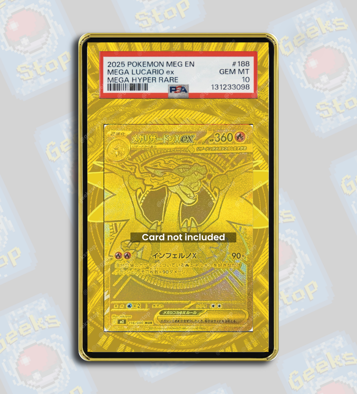 Mega Charizard ex Gold Hyper Rare PSA TAG Beckett | Extended Art Display Case for Graded Pokemon Card