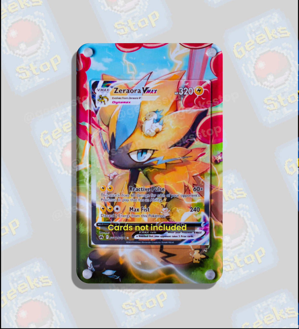 Zeraora VMAX GG42 | Card Display Case Extended Art for Pokemon Card GeeksStop Zeraora VMAX GG42 | Card Display Case Extended Art for Pokemon Card GeeksStop