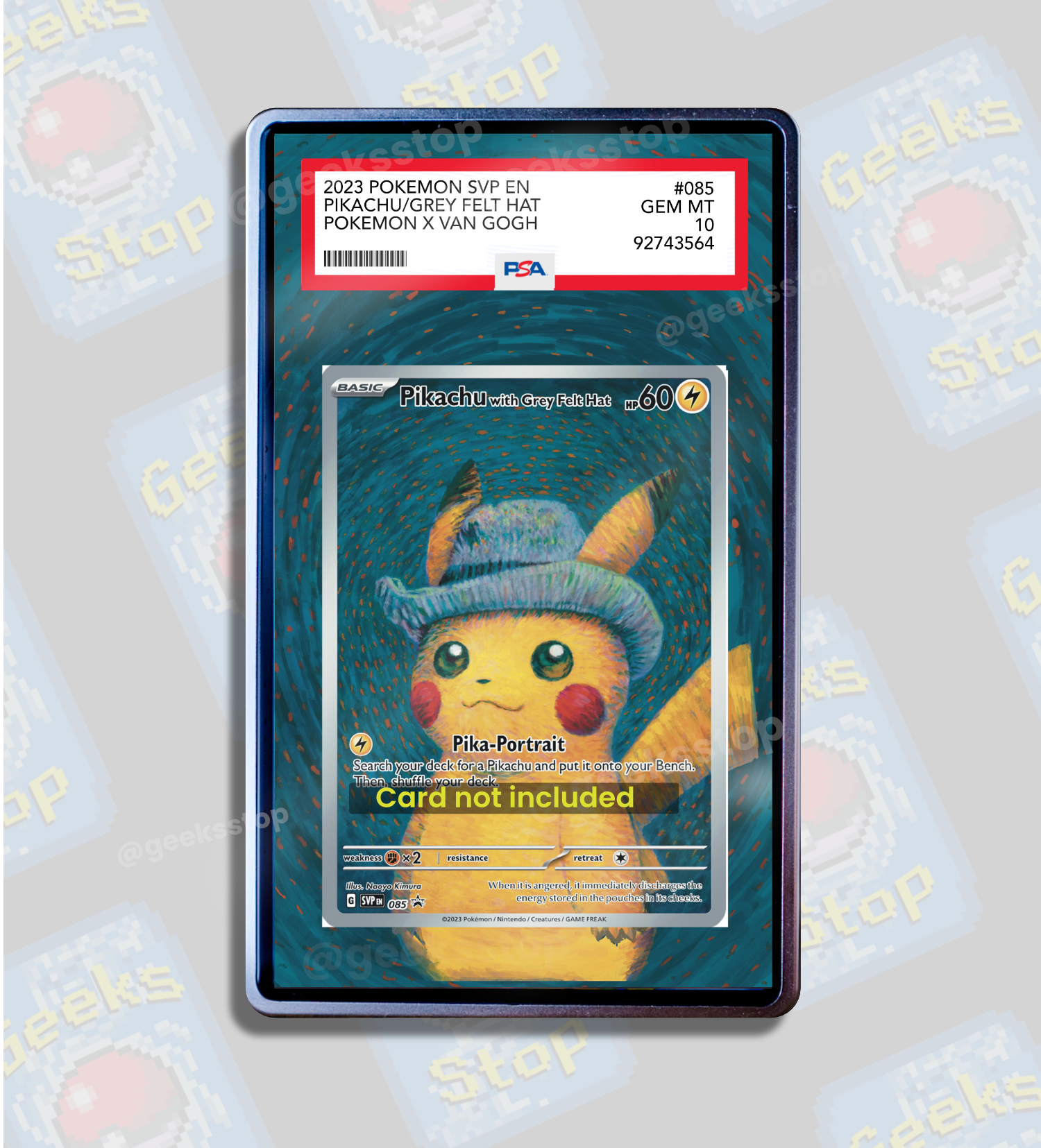 Pikachu with Grey Felt Hat PSA CGC Beckett | Display Case Extended Pikachu with Grey Felt Hat PSA CGC Beckett | Display Case Extended