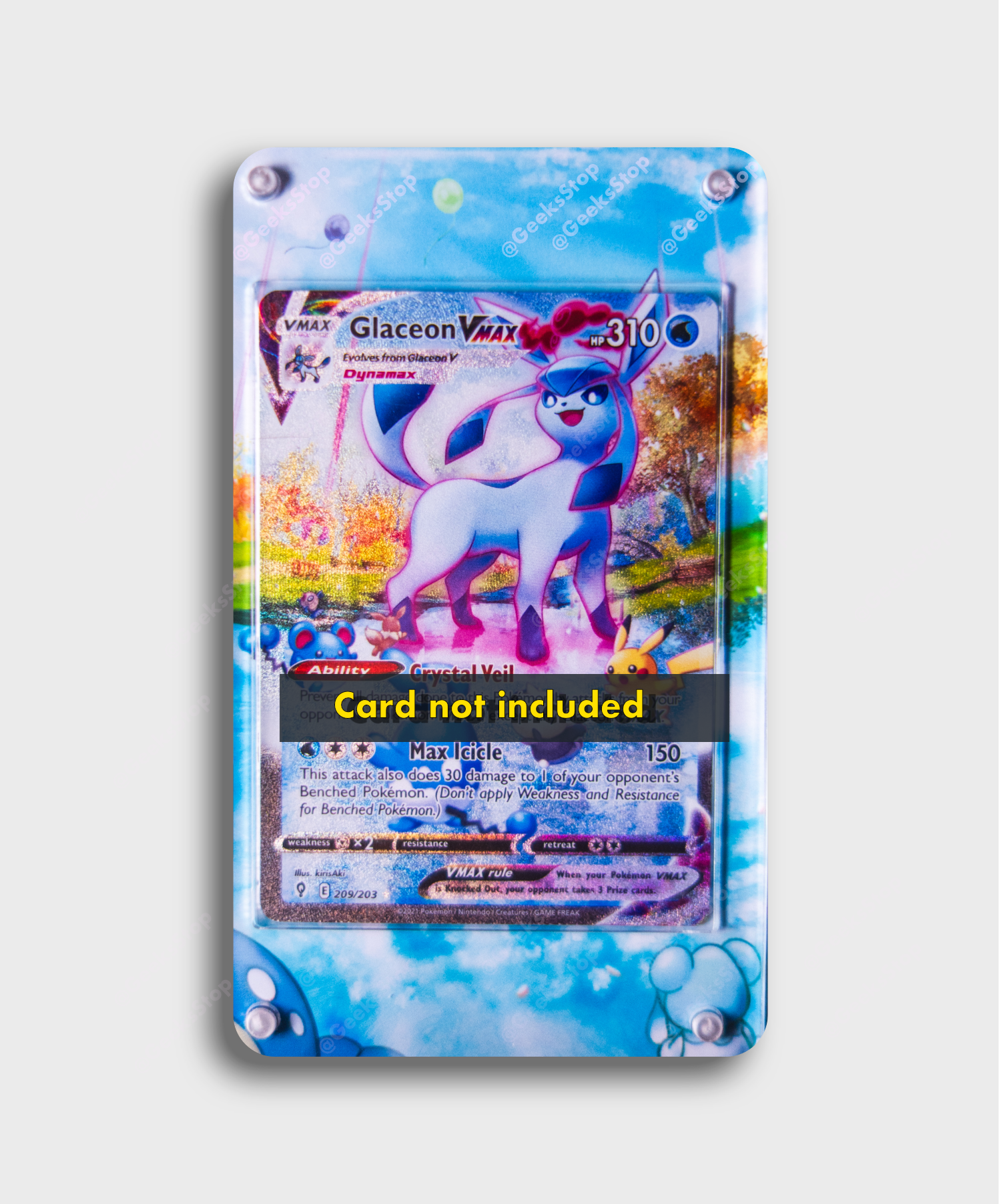 Glaceon VMAX Alternate Art Extended Custom Pokemon Card Display Case GeeksStop Glaceon VMAX Alternate Art Extended Custom Pokemon Card Display Case GeeksStop