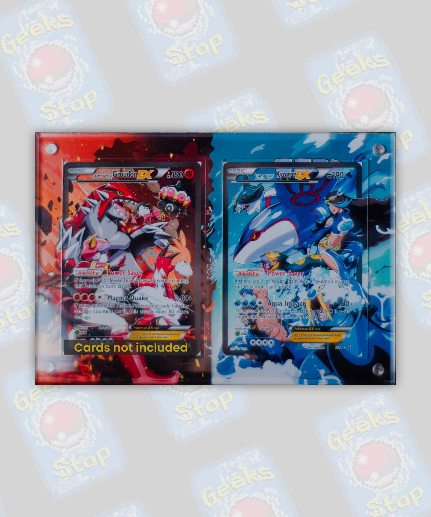 Team Magma's Groudon vs Team Aqua's Kyogre ex | Card Display Case Exte GeeksStop Team Magma's Groudon vs Team Aqua's Kyogre ex | Card Display Case Exte GeeksStop
