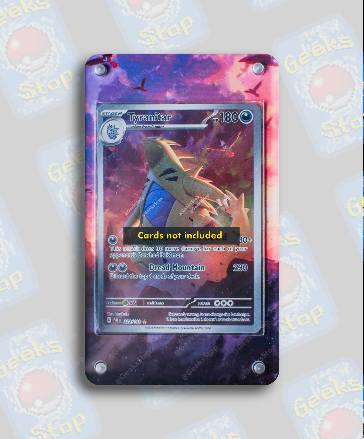 Tyranitar Illustration Rare | Card Display Case Extended Art for Pokem GeeksStop Tyranitar Illustration Rare | Card Display Case Extended Art for Pokem GeeksStop