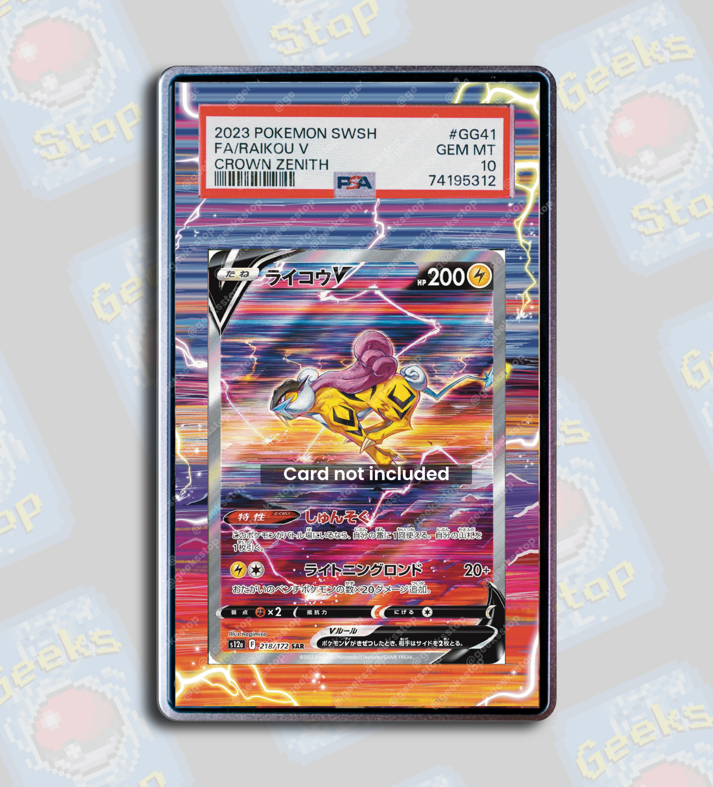 Raikou V PSA TAG Beckett | Extended Art Display for Pokemon Card