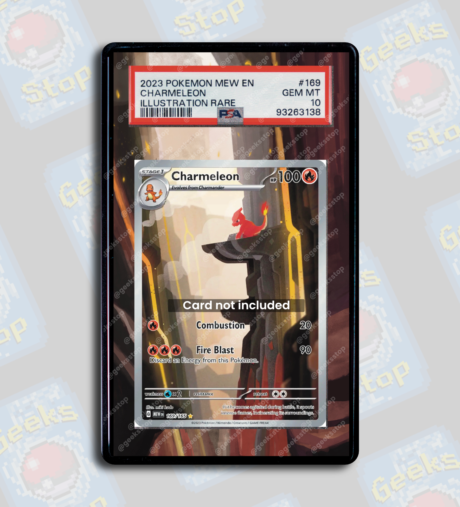Charmeleon 151 PSA TAG Beckett | Extended Art Display Case for Pokemon GeeksStop Charmeleon 151 PSA TAG Beckett | Extended Art Display Case for Pokemon GeeksStop