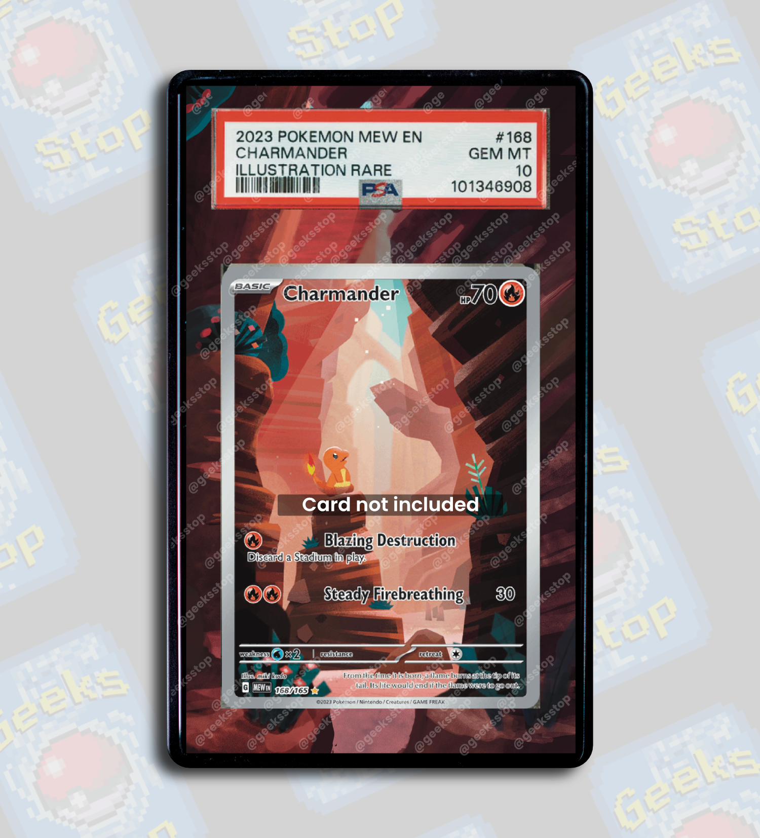 Charmander 151 PSA TAG Beckett | Extended Art Display Case for Pokemon GeeksStop Charmander 151 PSA TAG Beckett | Extended Art Display Case for Pokemon GeeksStop