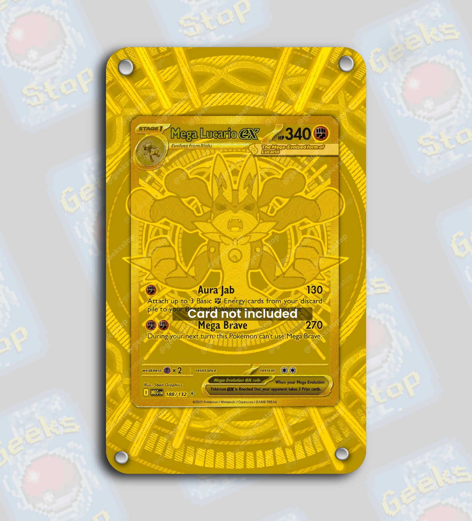 Mega Lucario ex Gold Hyper Rare | Extended Art Display Case for Pokemo GeeksStop Mega Lucario ex Gold Hyper Rare | Extended Art Display Case for Pokemo GeeksStop