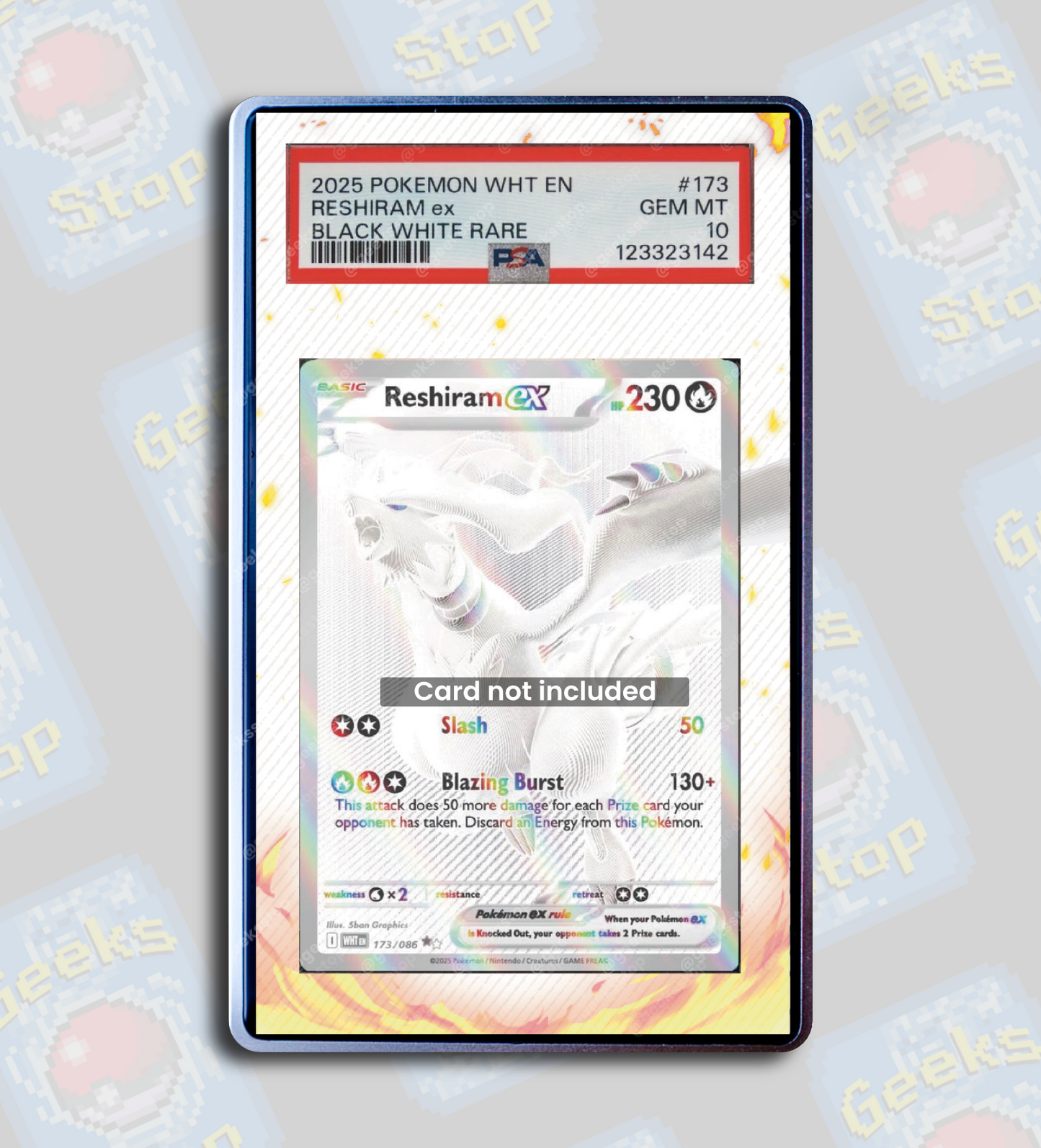 Reshiram ex BWR PSA TAG Beckett | Extended Art Display Case for Graded Pokemon Card
