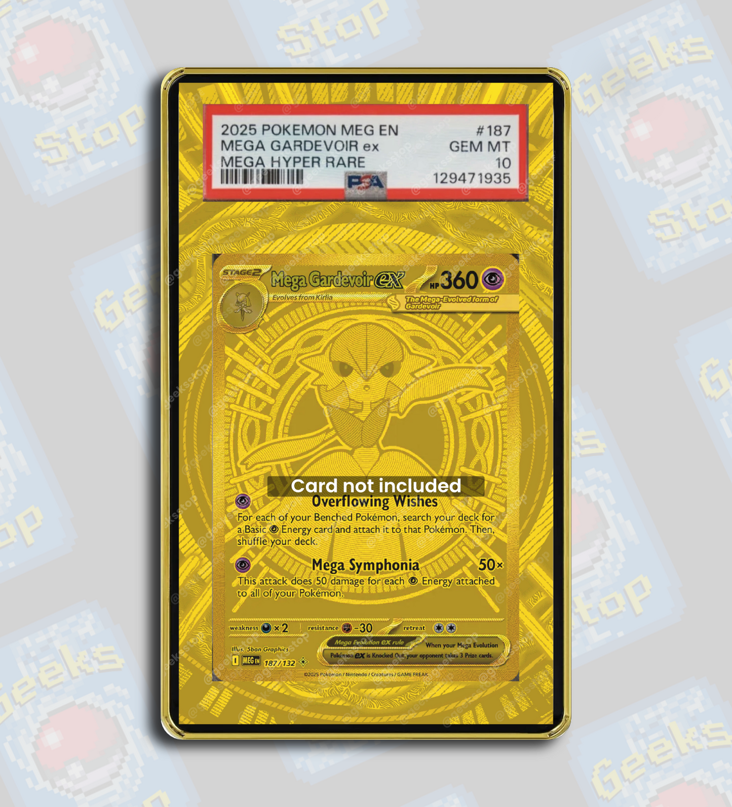 Mega Gardevoir ex Gold Hyper Rare PSA TAG Beckett | Extended Art Display Case for Graded Pokemon Card