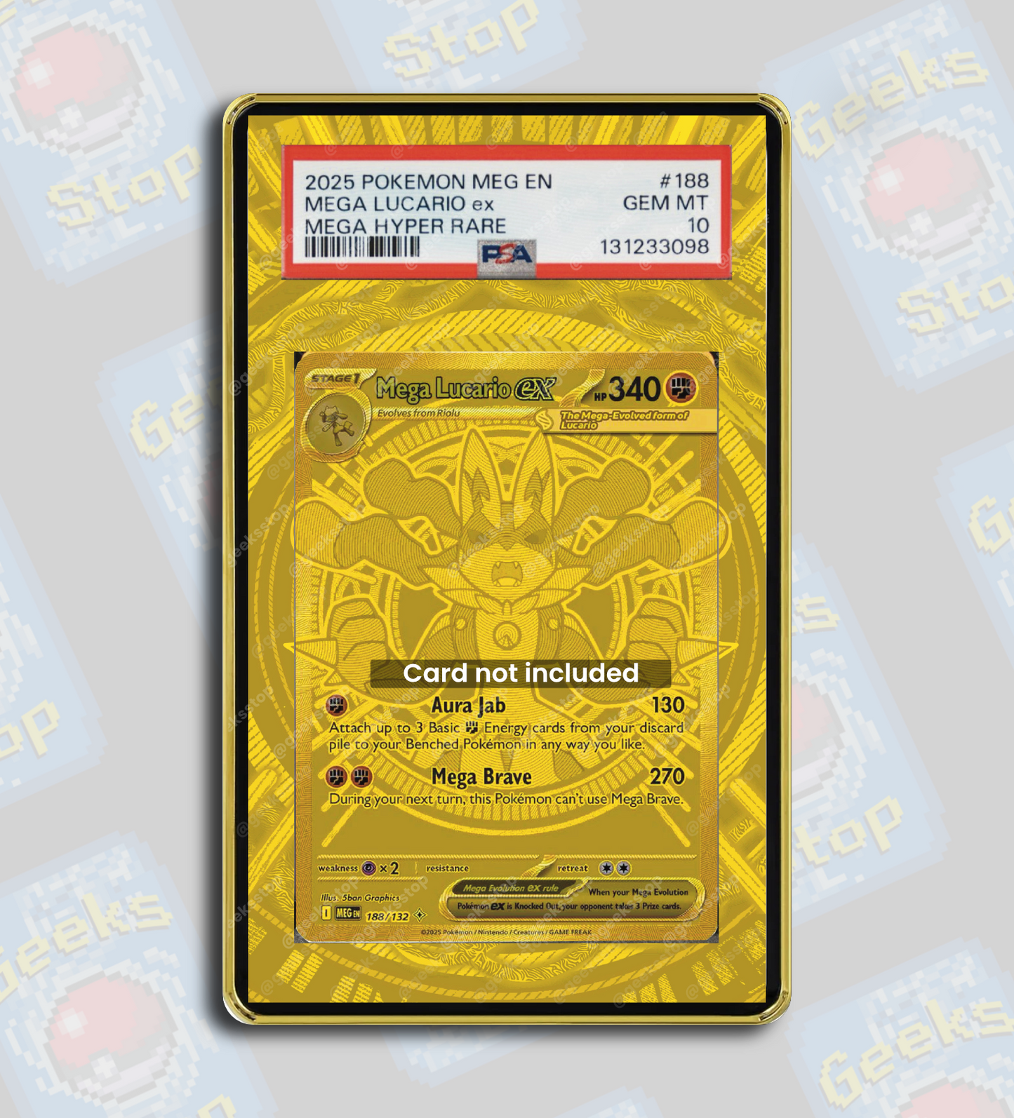Mega Lucario ex Gold Hyper Rare PSA TAG Beckett | Extended Art Display Case for Graded Pokemon Card