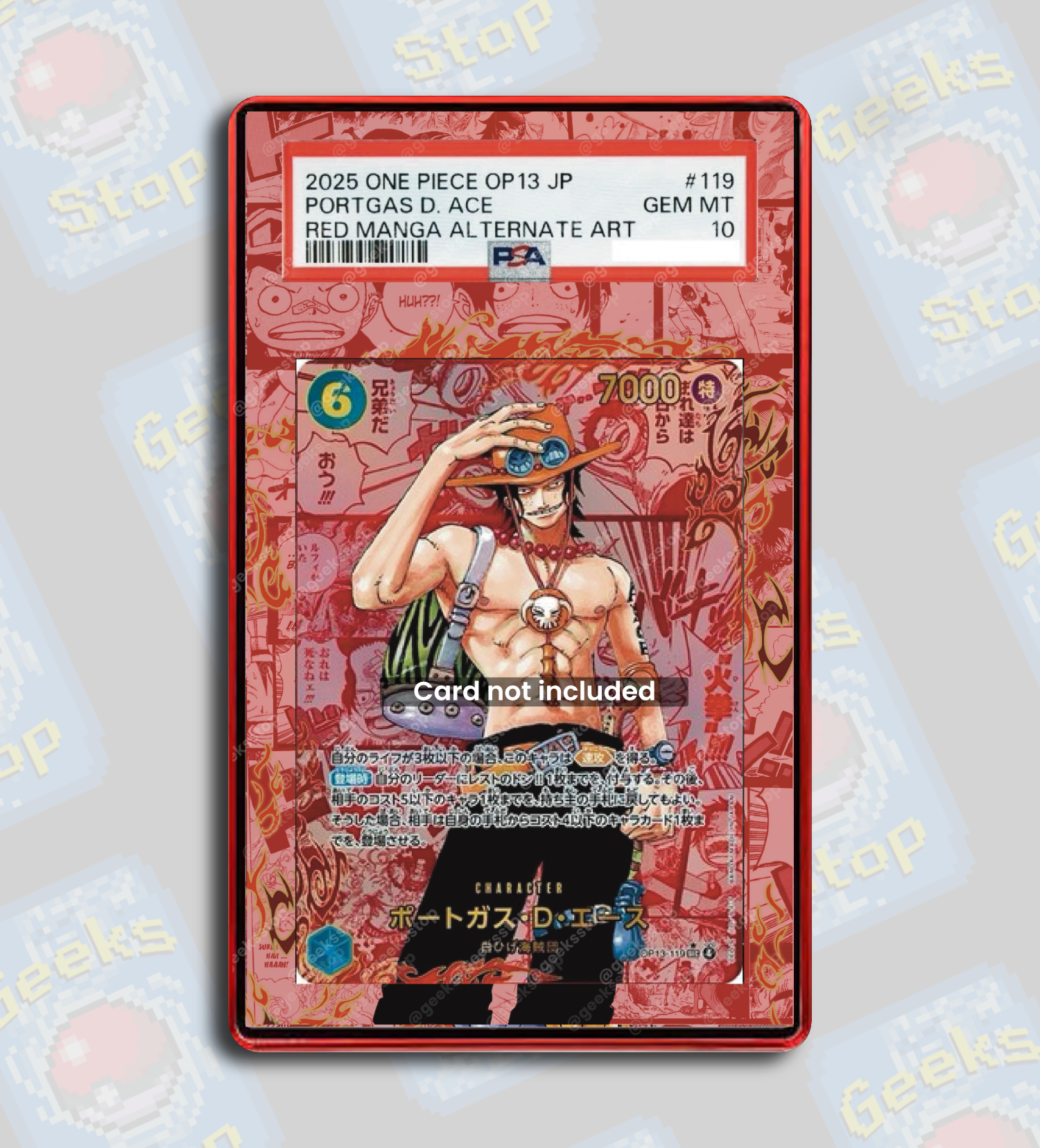 Ace Red Manga OP13 PSA TAG Beckett | Extended Art Display Case for One GeeksStop Ace Red Manga OP13 PSA TAG Beckett | Extended Art Display Case for One GeeksStop