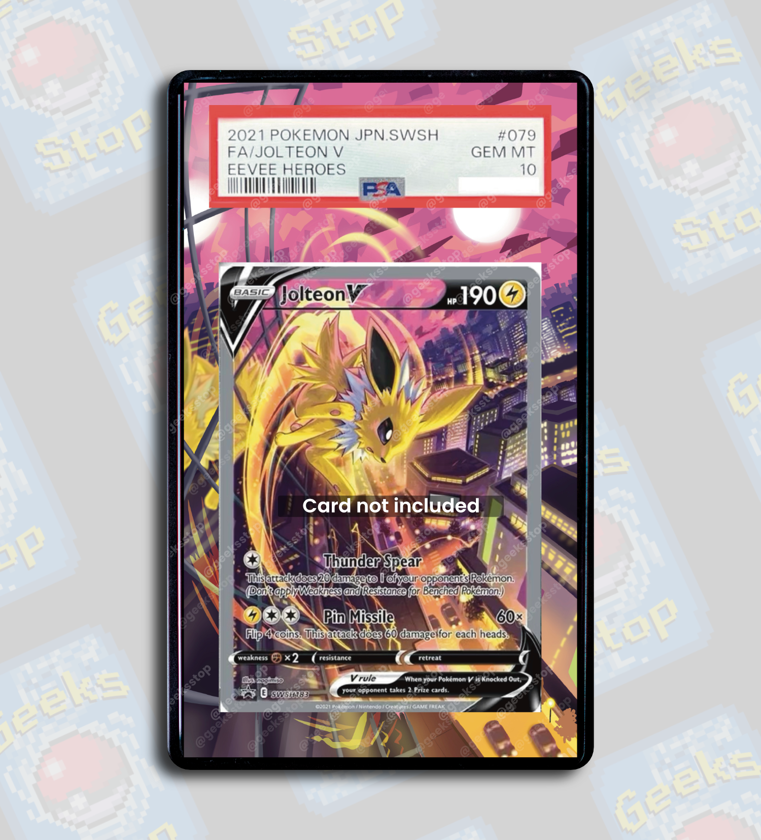 Jolteon V Alt Art Promo PSA TAG Beckett | Extended Art Display Case for Pokémon TCG
