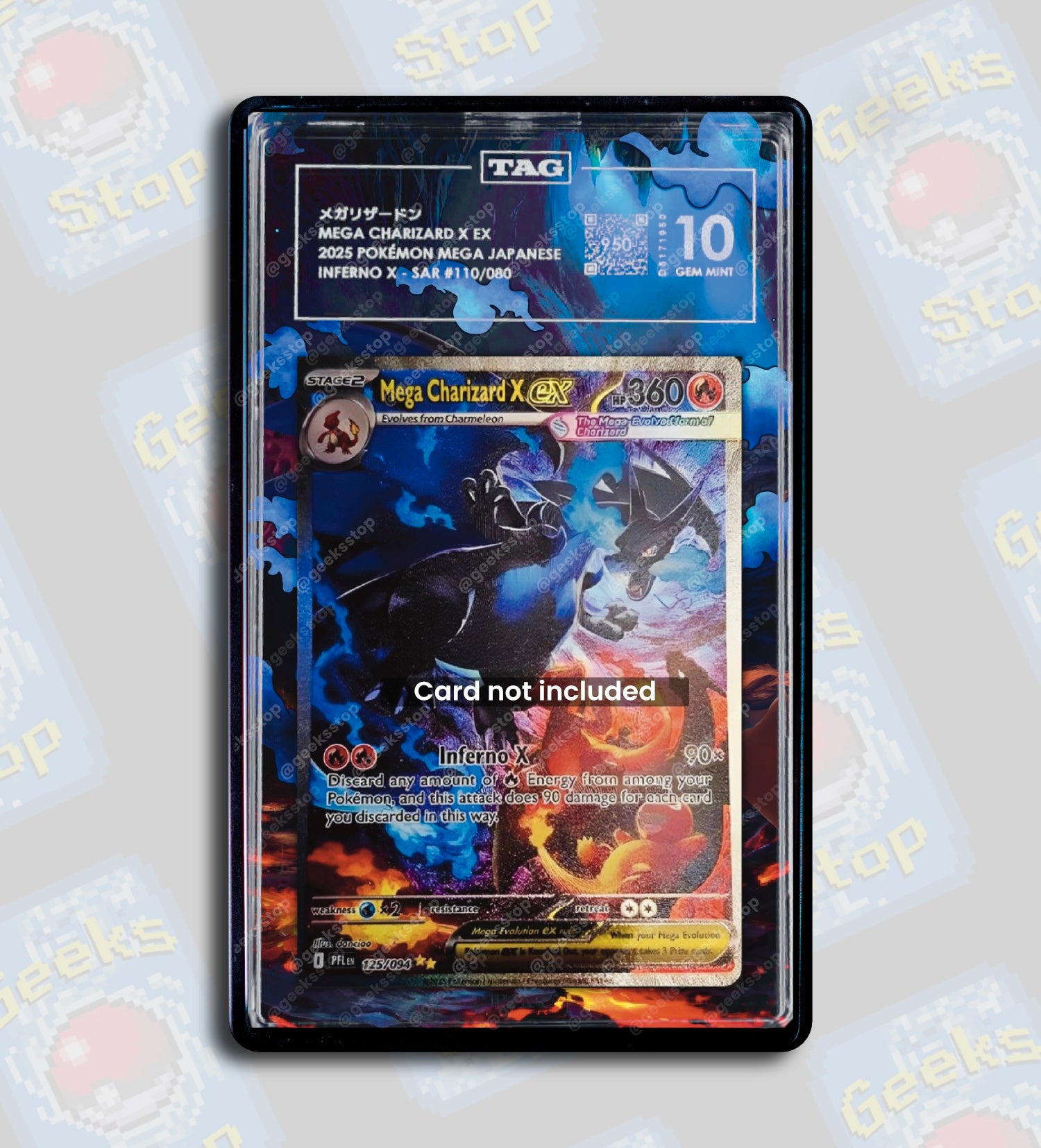 Mega Charizard X ex SAR PSA TAG Beckett | Extended Art Display Case fo GeeksStop Mega Charizard X ex SAR PSA TAG Beckett | Extended Art Display Case fo GeeksStop