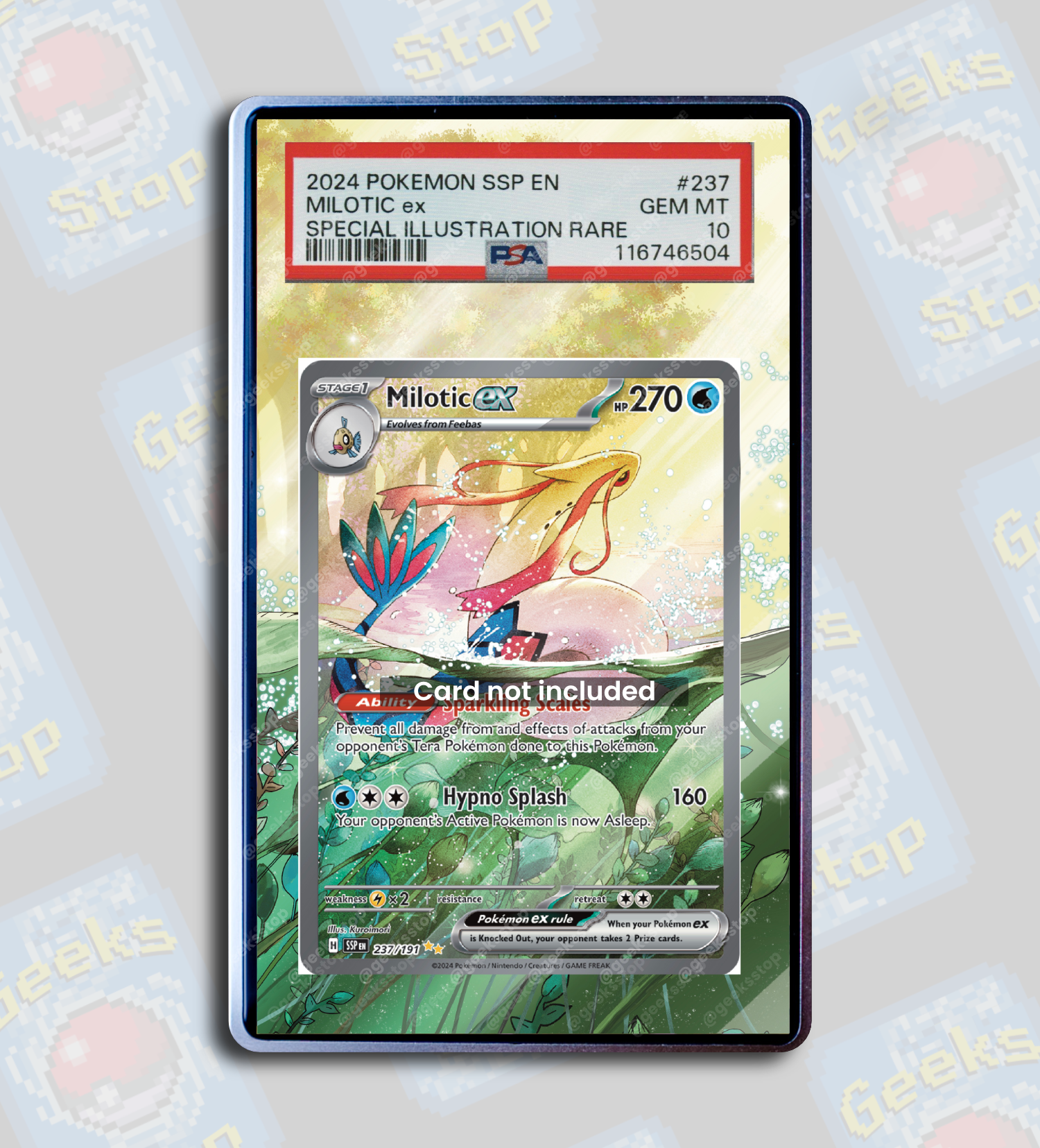 Milotic ex SAR PSA CGC Beckett | Extended Art Display Case for Pokémon Surging Sparks