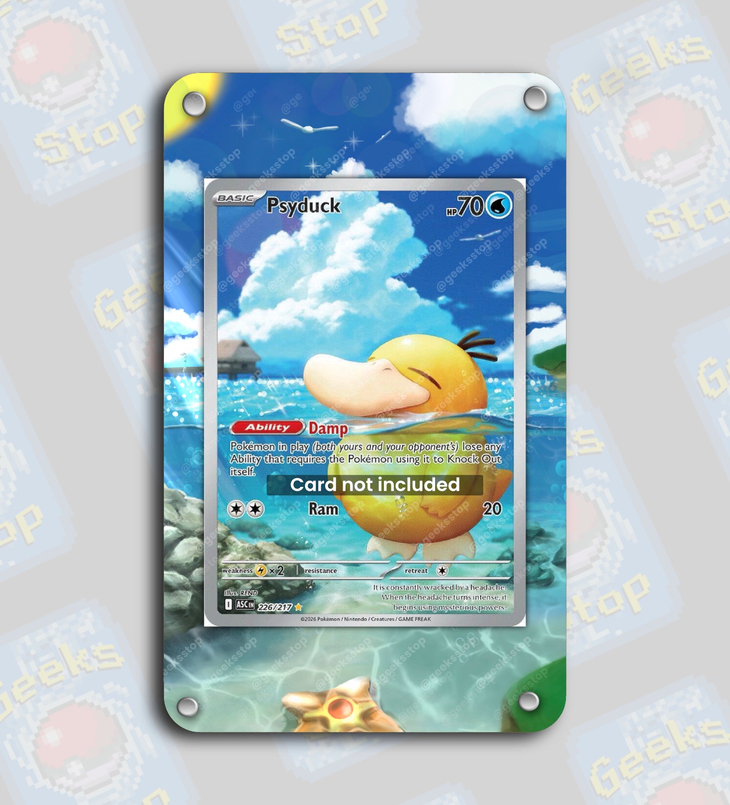 Psyduck AR #226 | Extended Art Display Case for Pokemon Card GeeksStop Psyduck AR #226 | Extended Art Display Case for Pokemon Card GeeksStop