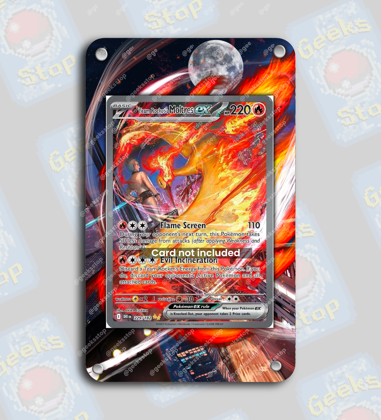 Team Rocket’s Moltres ex SAR | Extended Art Display Case for Pokemon Card