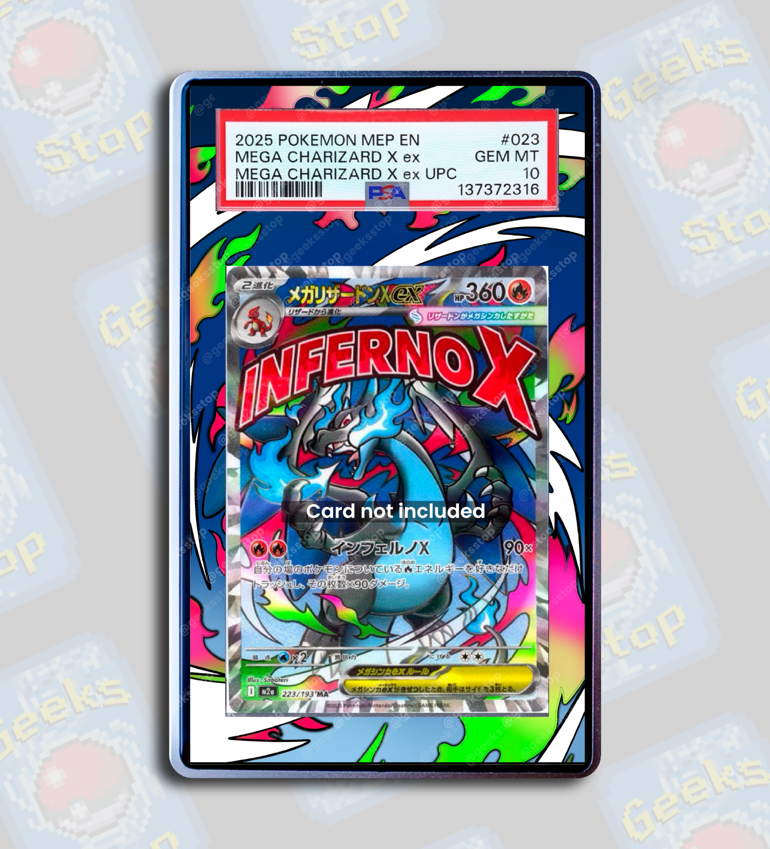 Mega Charizard X ex Promo PSA TAG Beckett | Extended Art Display Case GeeksStop Mega Charizard X ex Promo PSA TAG Beckett | Extended Art Display Case GeeksStop