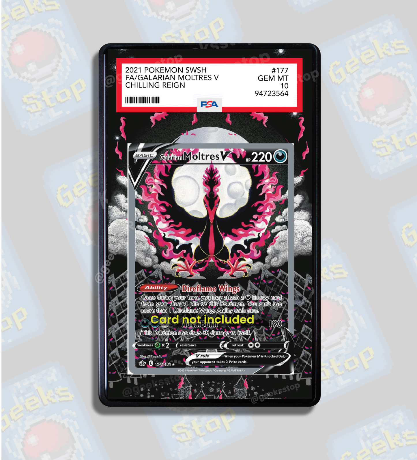 Moltres V Alt Art PSA CGC Beckett | Extended Art Display Case for Pokemon Card